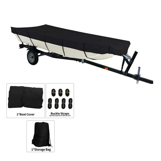 Genrics 14Ft Boat Cover Waterproof Heavy Duty Trailerable Replacement for Jon Boat Grey