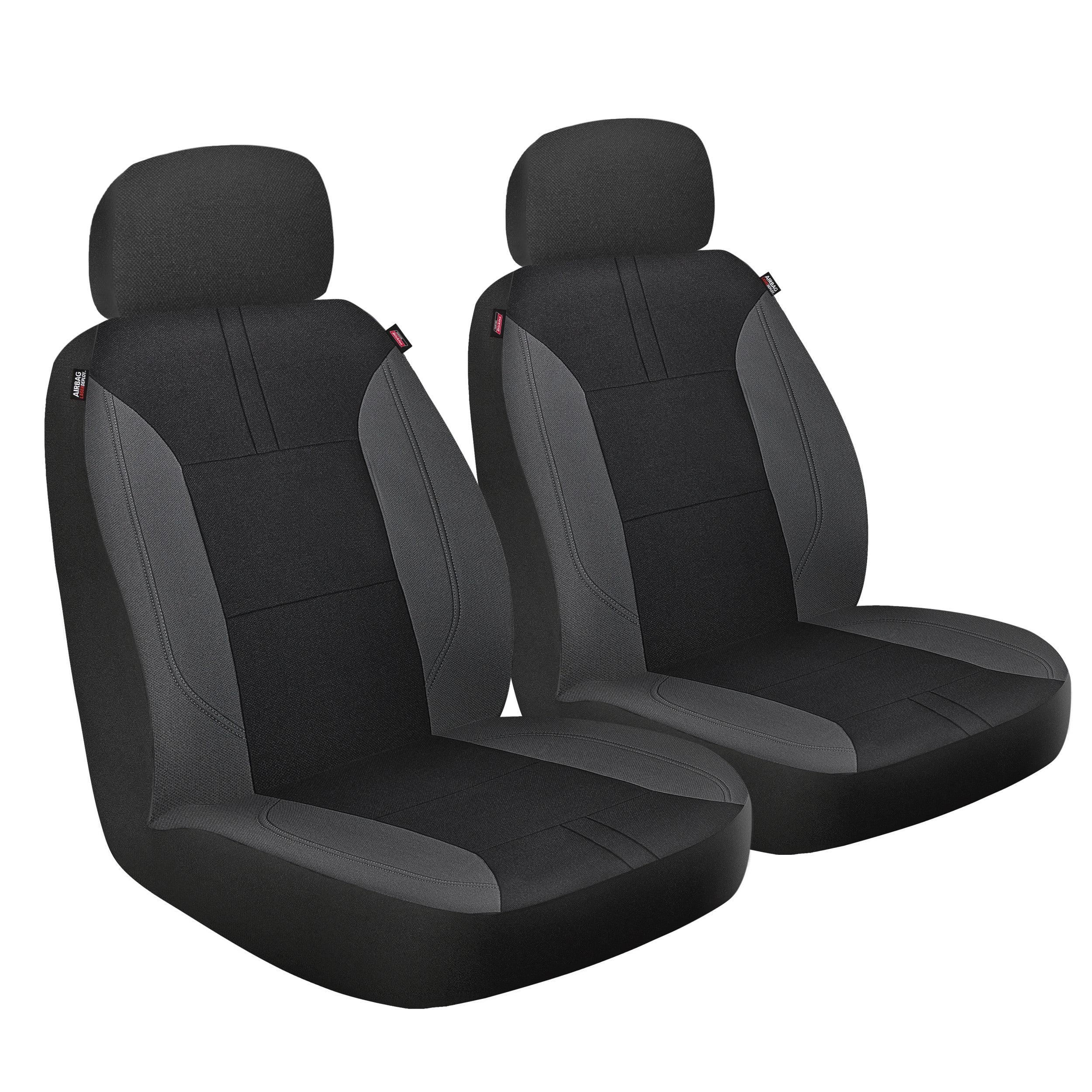 Genuine Dickies 2 Piece Repreve Universal Front Car Seat Covers - Black and Gray, 43163WDI