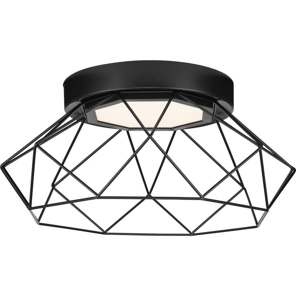 Geodesic Matte Black LED Flush Mount Light with Diamond Frame