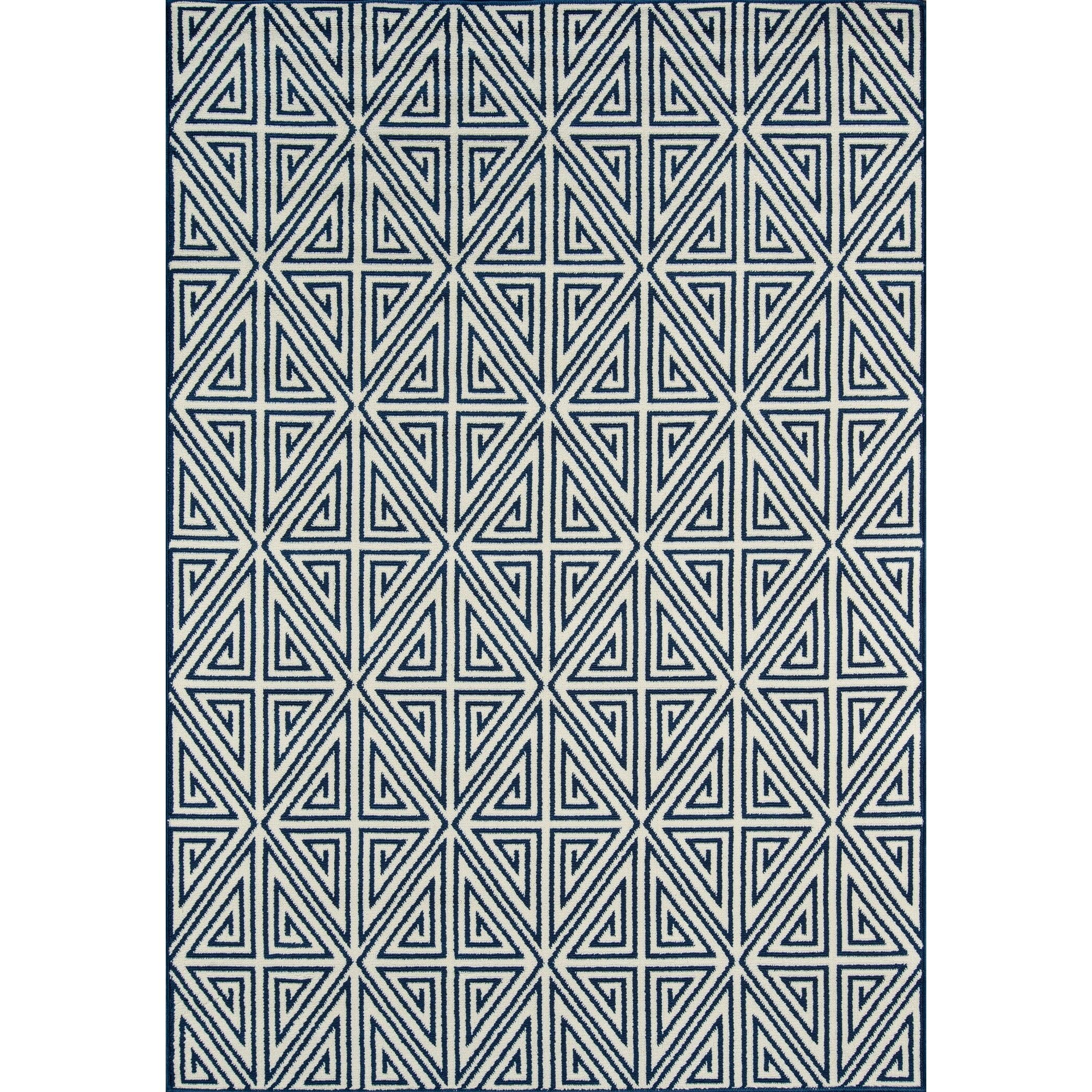 Geometric Baja Outdoor Rug in Navy - Rectangle 5'3" X 7'6"