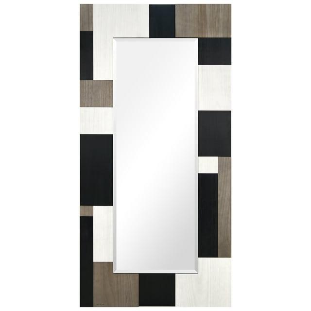 Empire Art Direct "Geometric Blocks" Hand Made Solid Paulownia Wood Beveled Leaner Mirror size 80" x 40"