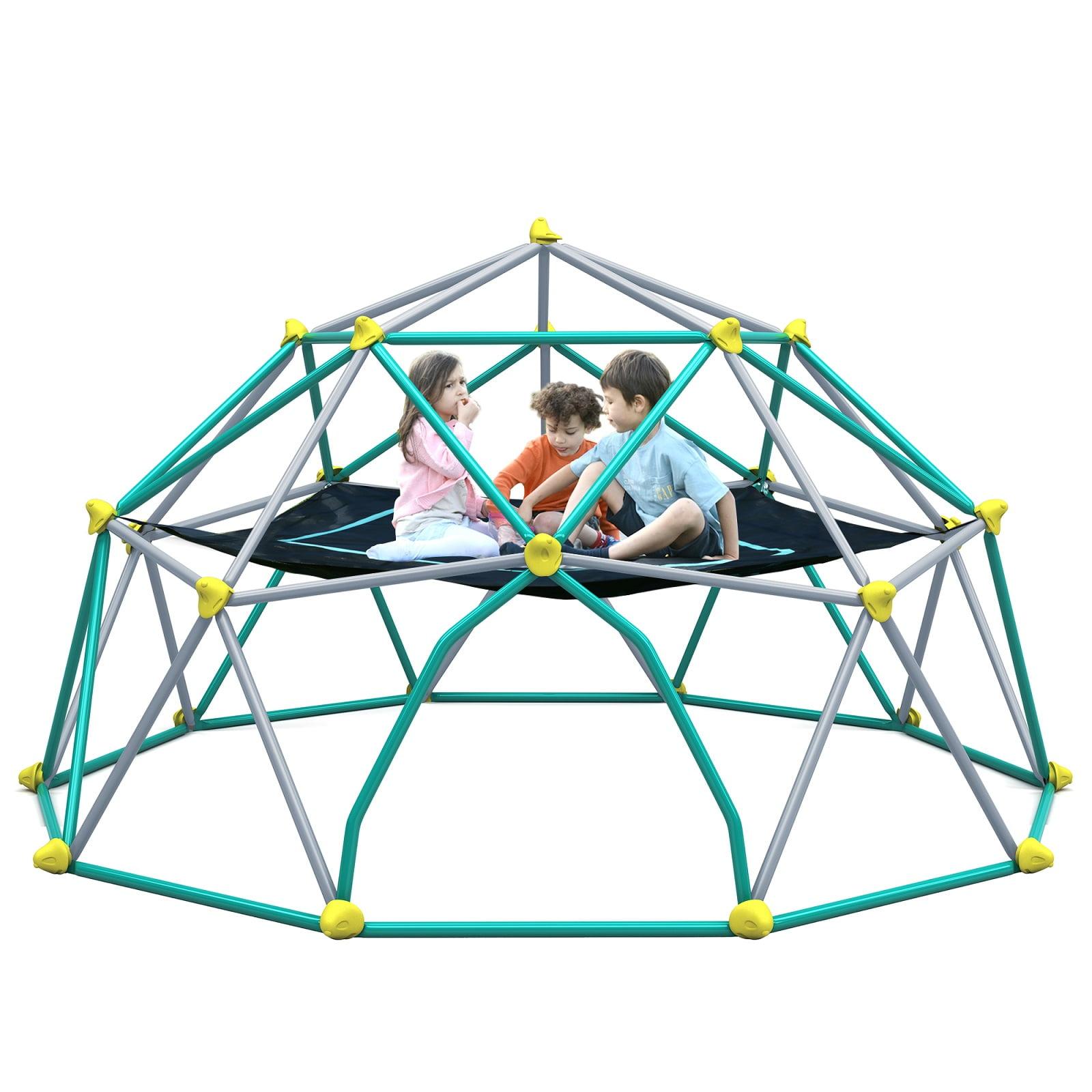 Green 13ft Geometric Dome Climber Play Center with Hammock