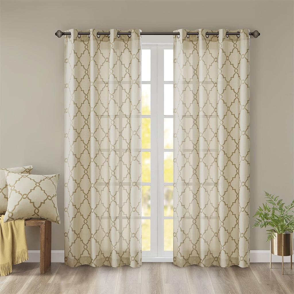 Fretwork Print Grommet Top Window Curtain Panel