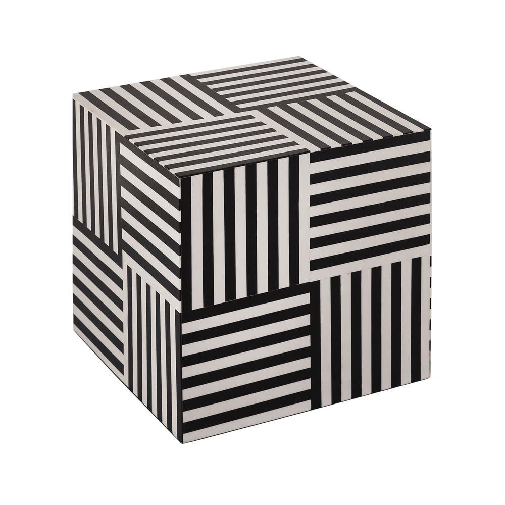 TOV Furniture Cube Black and White Side Table