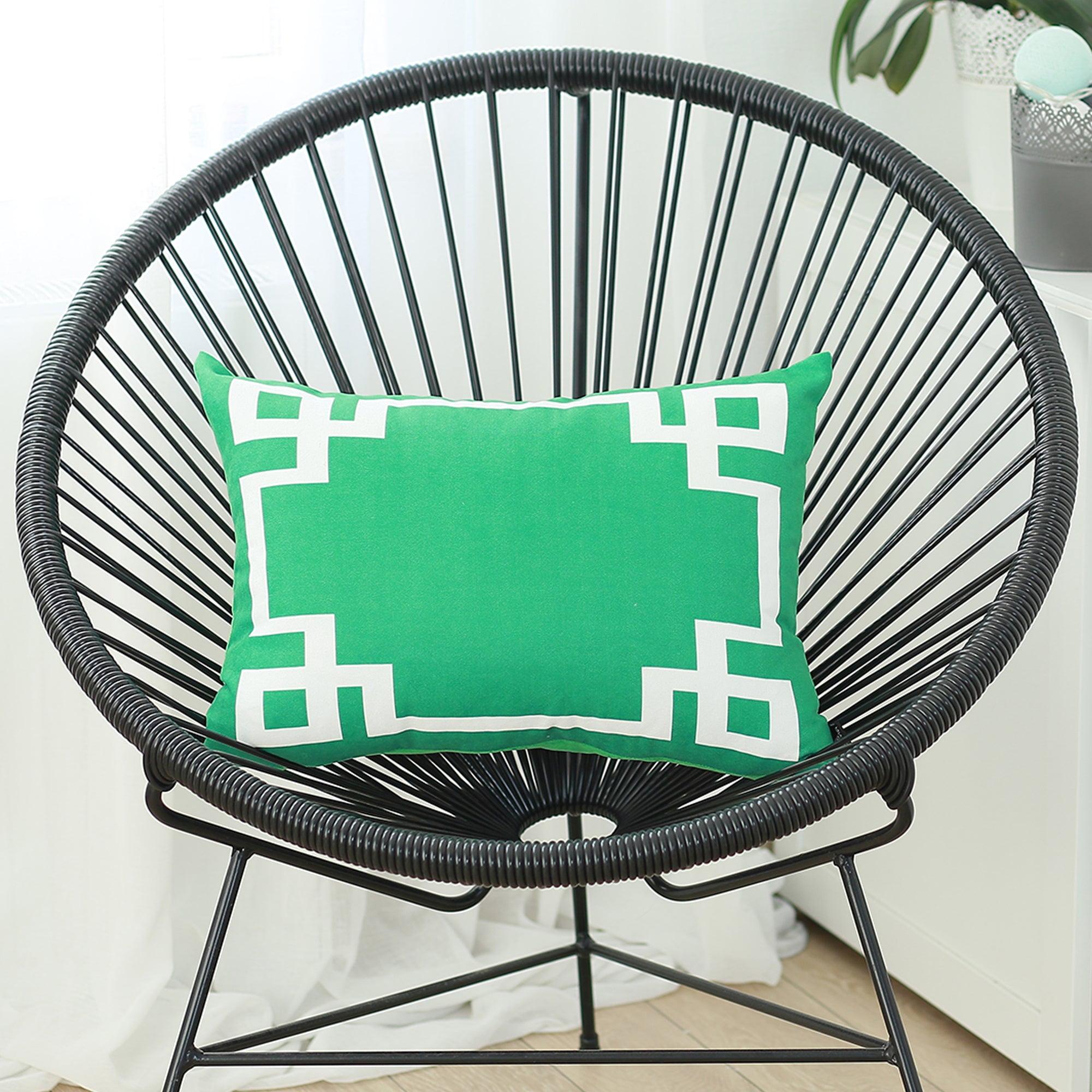 Geometric Green&White Rectangle 14" x 20" Throw Pillow Cover