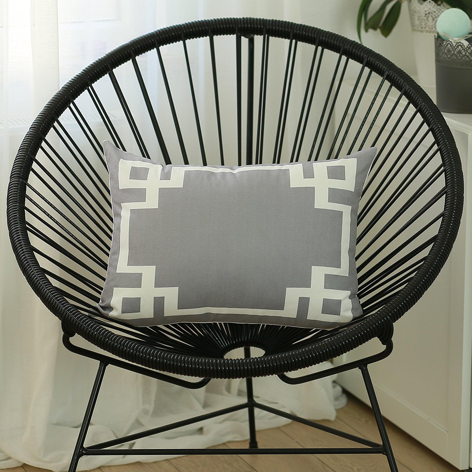 Geometric Grey&White Rectangle 14" x 20" Throw Pillow Cover