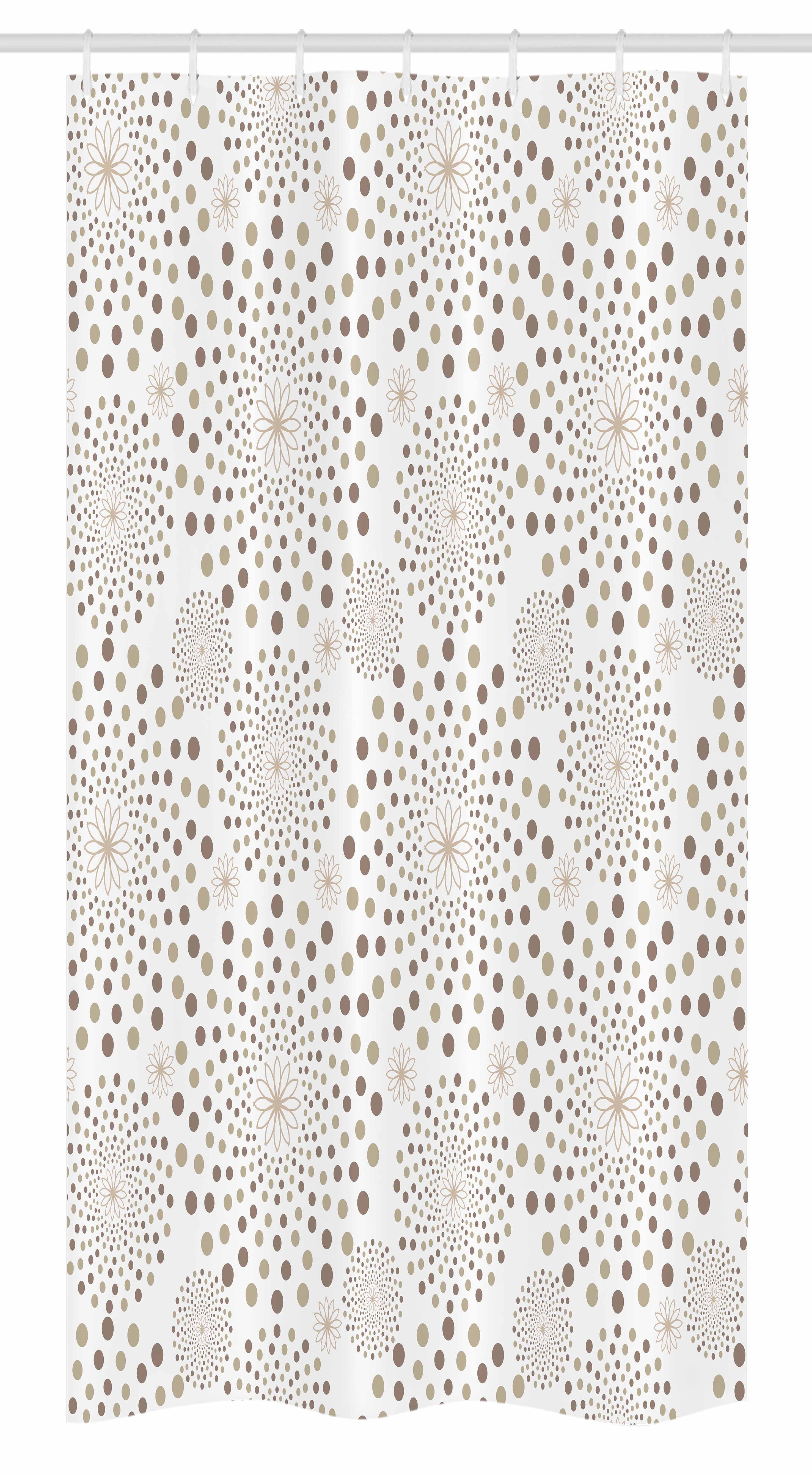 Taupe and White Geometric Fabric Shower Curtain with Hooks