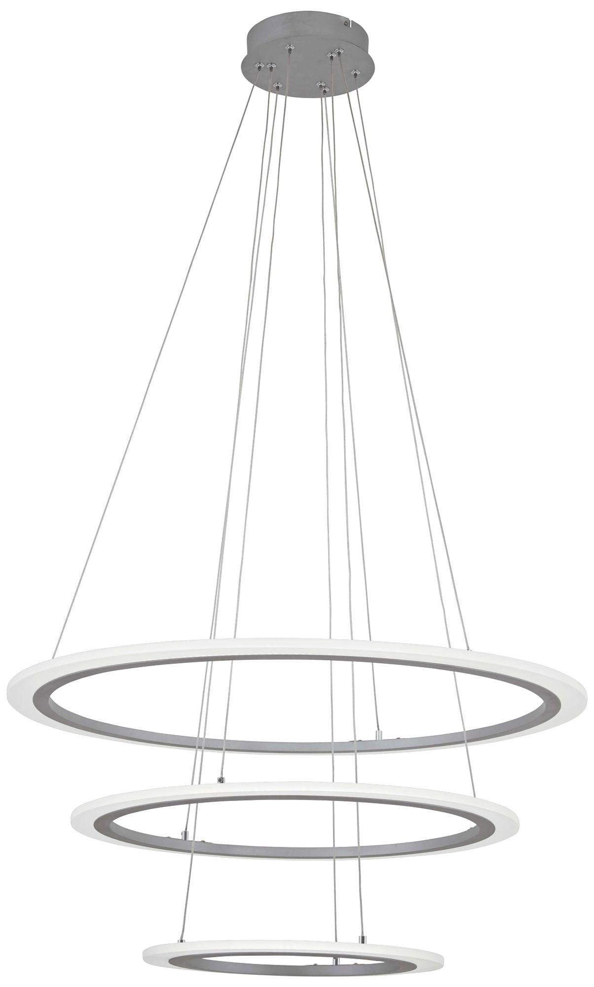 Silver Frosted Glass 3-Ring LED Pendant Light