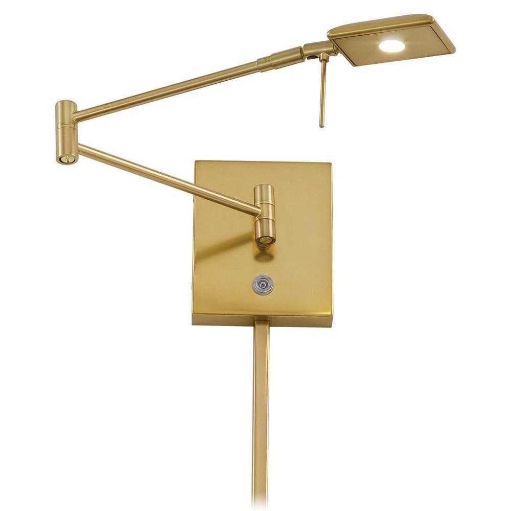 Honey Gold LED Swing Arm Wall Sconce with Dimmable Light