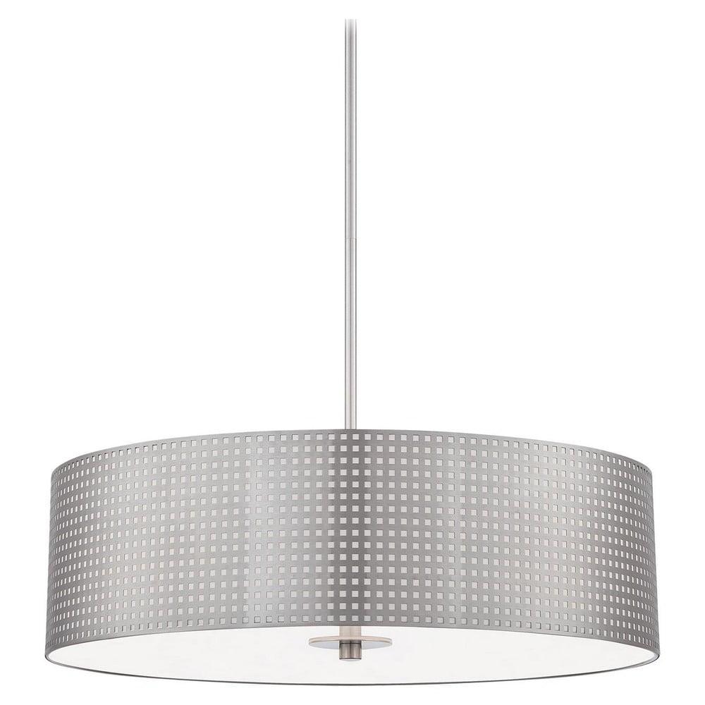 Brushed Nickel 4-Light Drum Pendant with Metal Shade