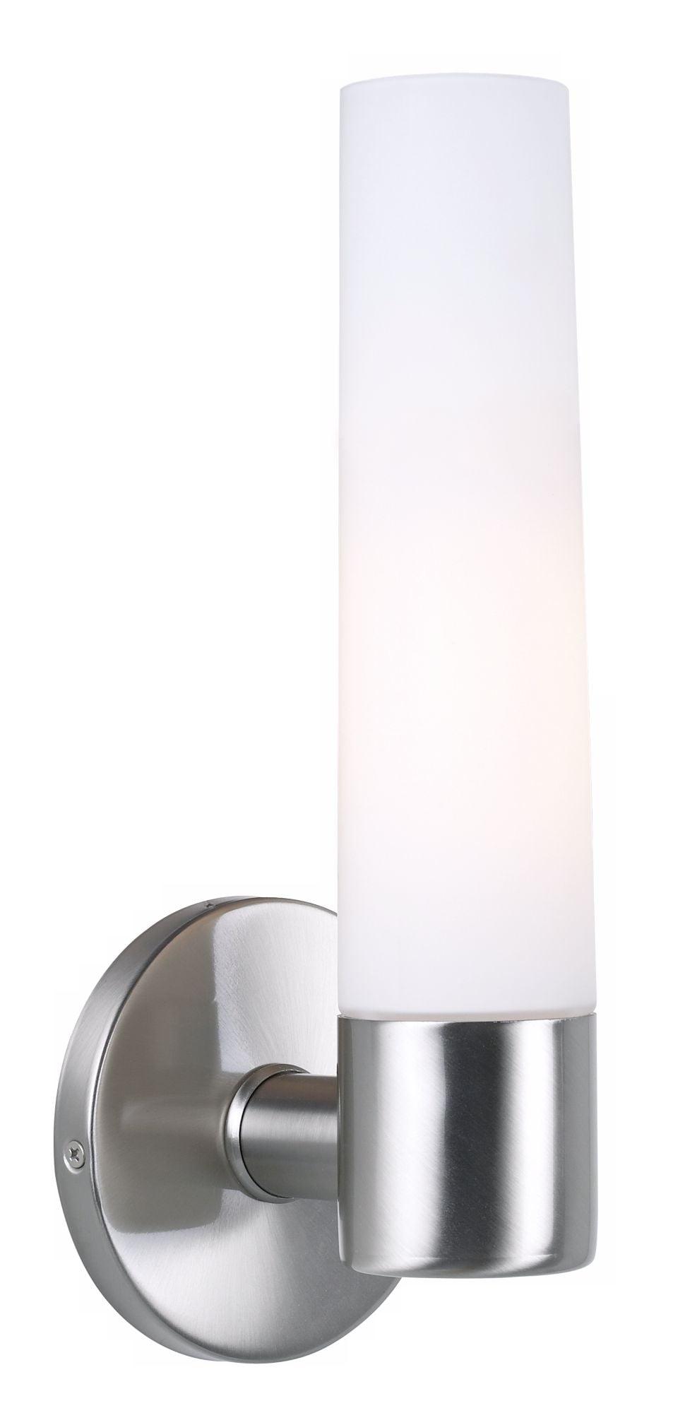 Saber Brushed Nickel Cylinder Wall Sconce with Etched Opal Glass Shade