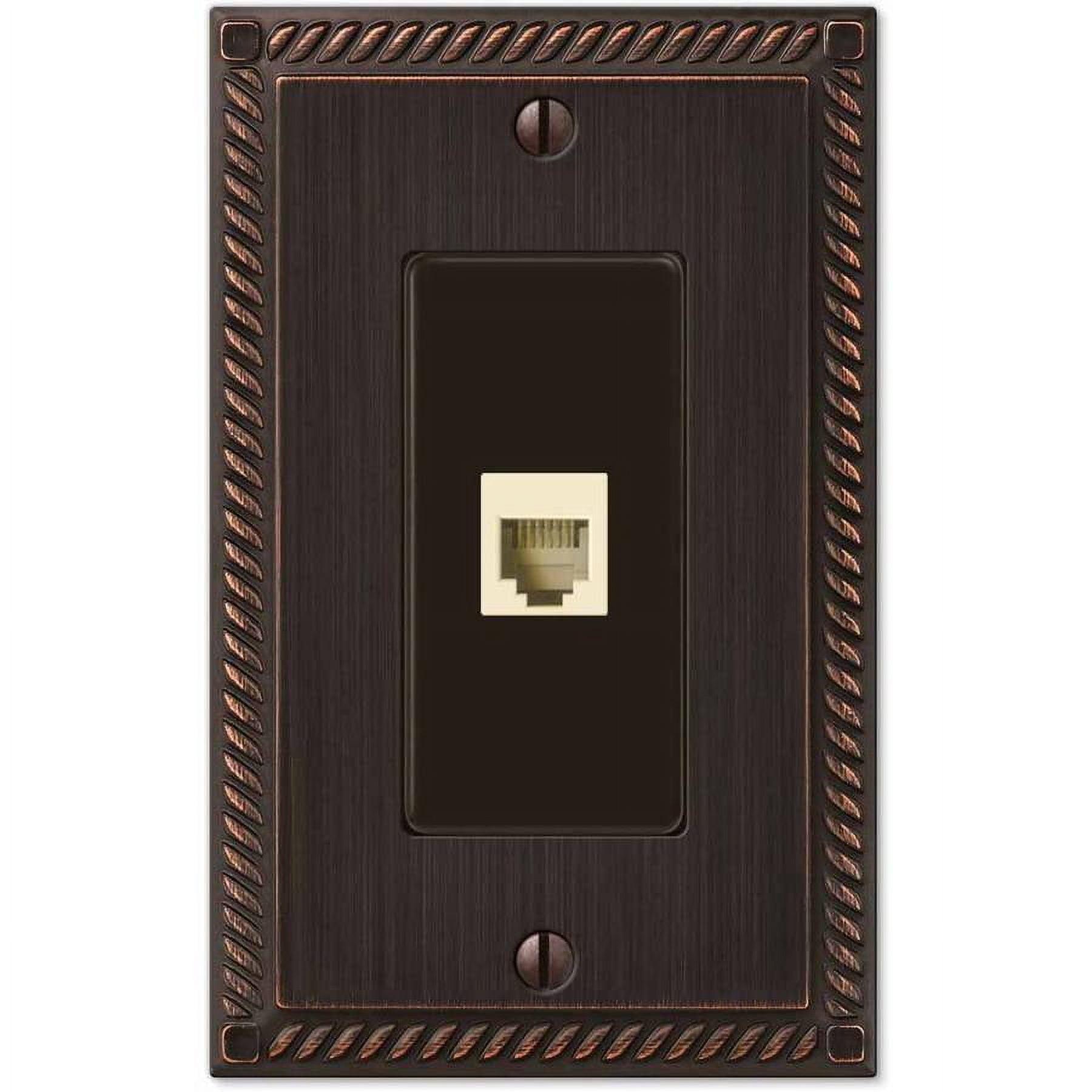 Aged Bronze Rectangular Metal Single Phone Wall Plate