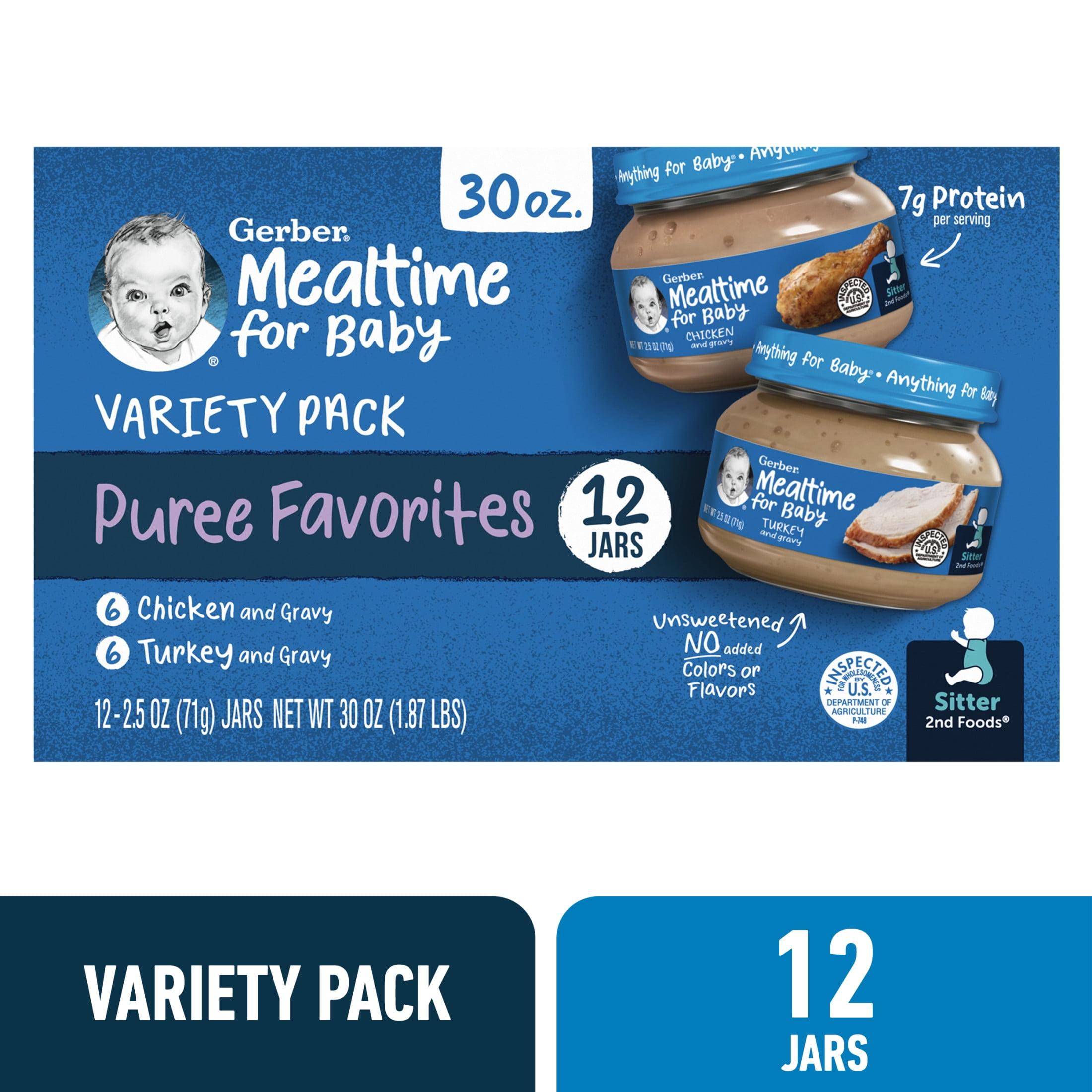 Gerber Baby Food Stage 2 Meats Variety Pack Puree Jars - 30oz/12pk