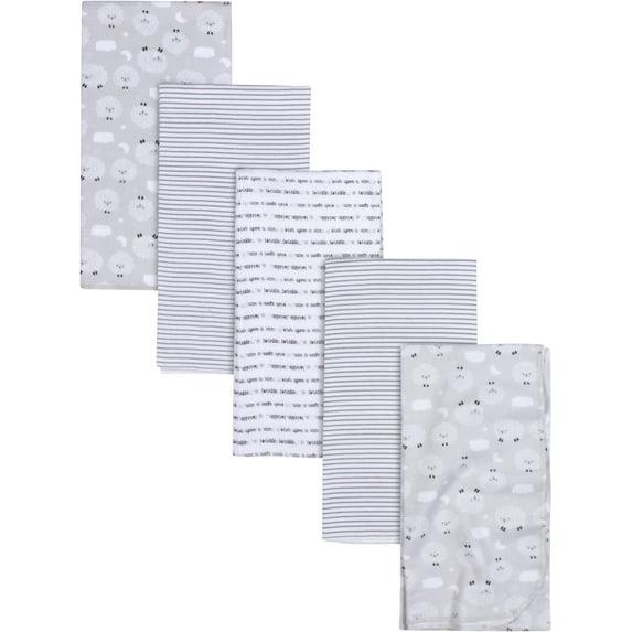 Gerber Baby Flannel Receiving Blankets, Sheep, 5-Pack