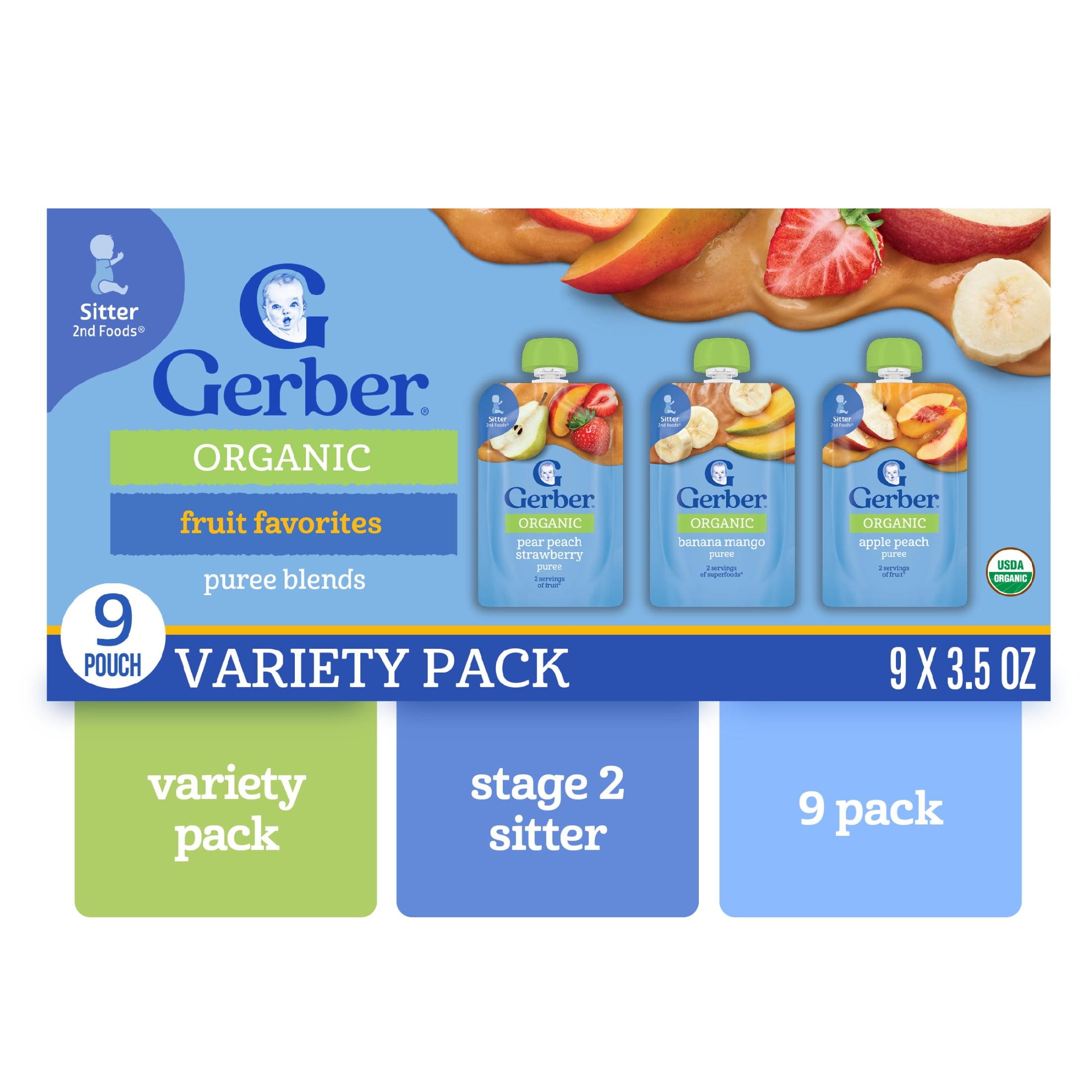 Gerber Stage 2 Organic Baby Food Pouches - Fruit & Veggie Value Pack - 3.5oz/9pk