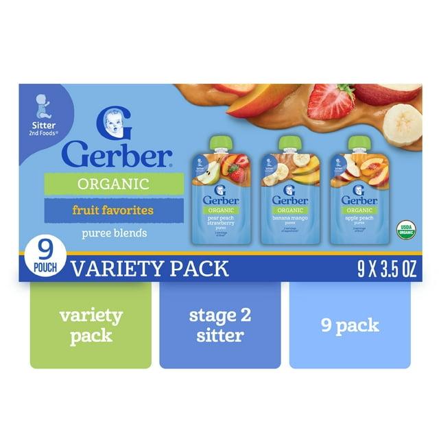 Gerber Stage 2 Organic Baby Food Pouches - Fruit & Veggie Value Pack - 3.5oz/9pk