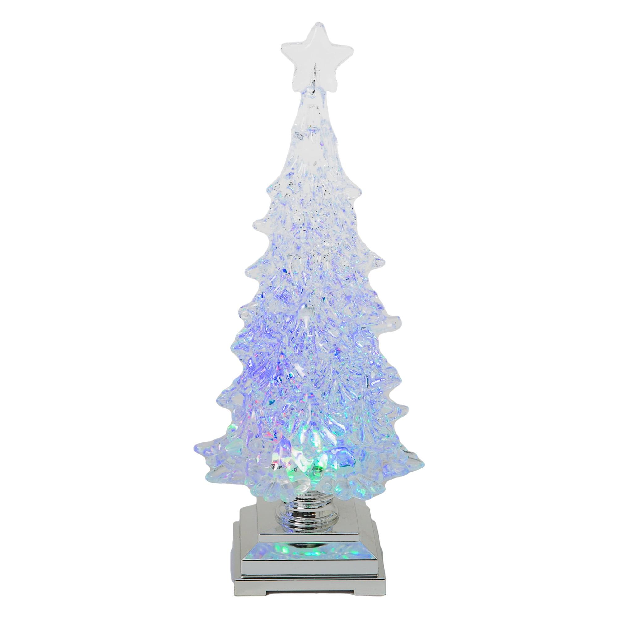 12.6" Clear Resin LED Spinning Water Globe Christmas Tree