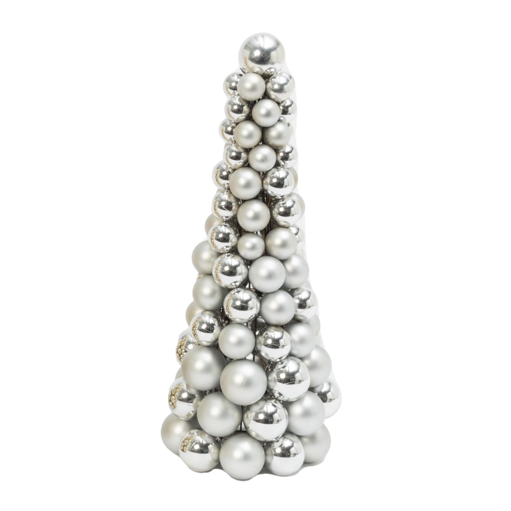 18-Inch Silver Shatterproof Plastic Ornament Cone Tree