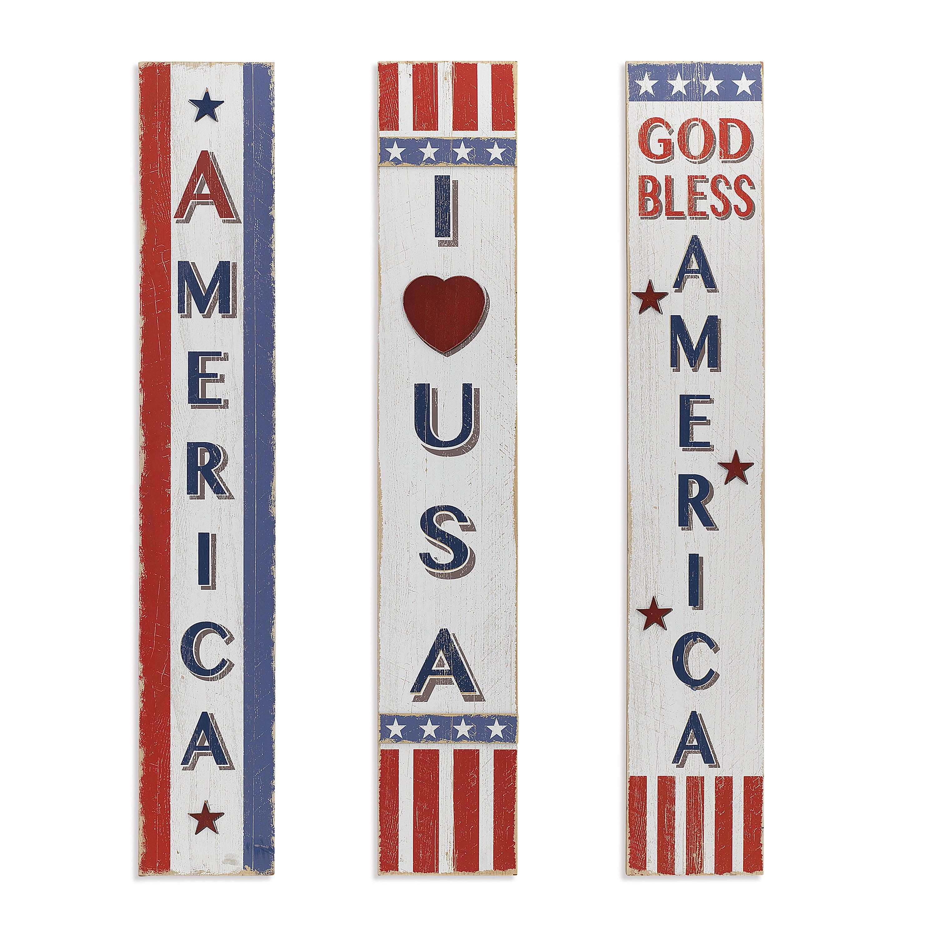 47.2 Inch Tall Wood Americana Decor Set of 3