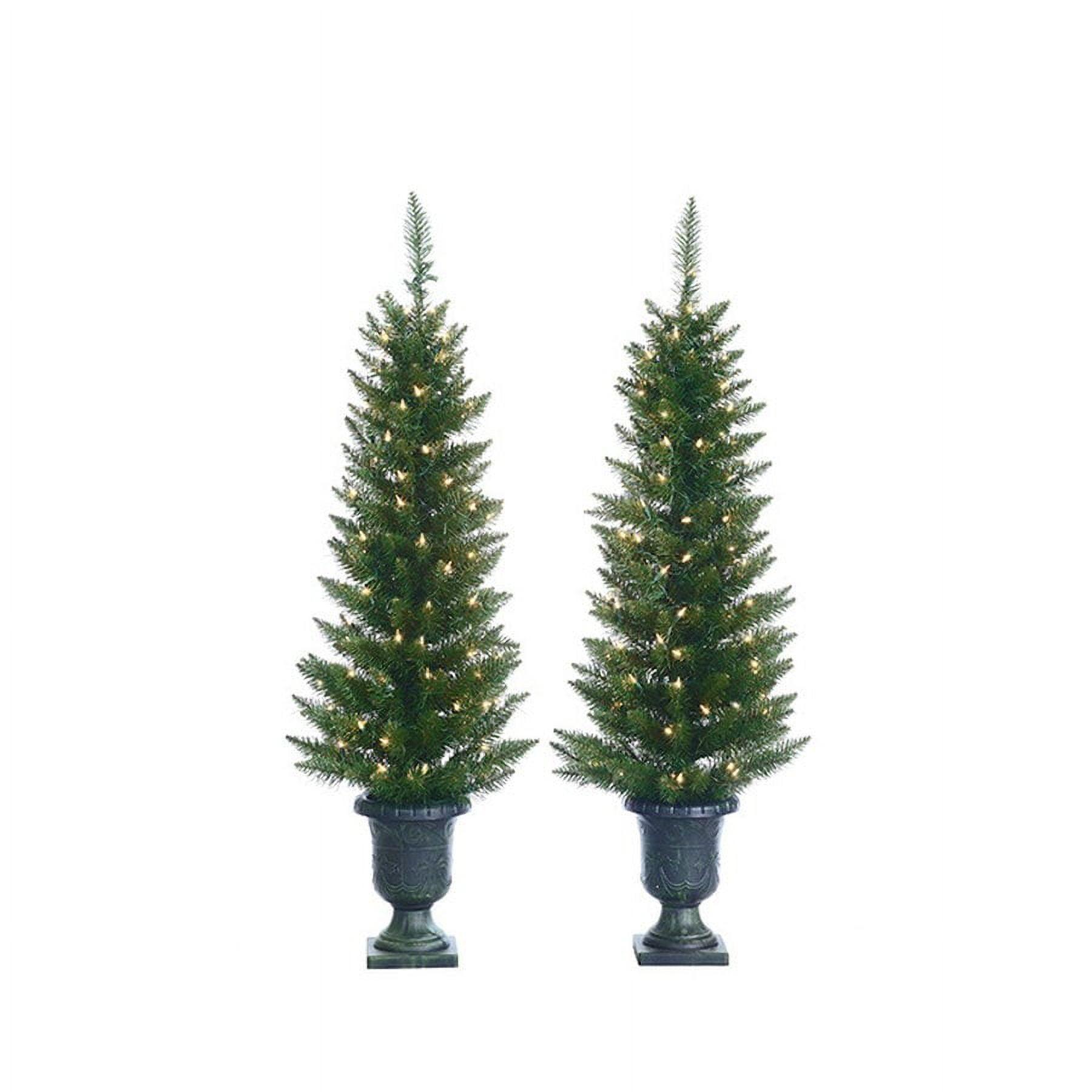 4-Foot Potted Cedar Pine Trees with Clear Lights and Resin Base