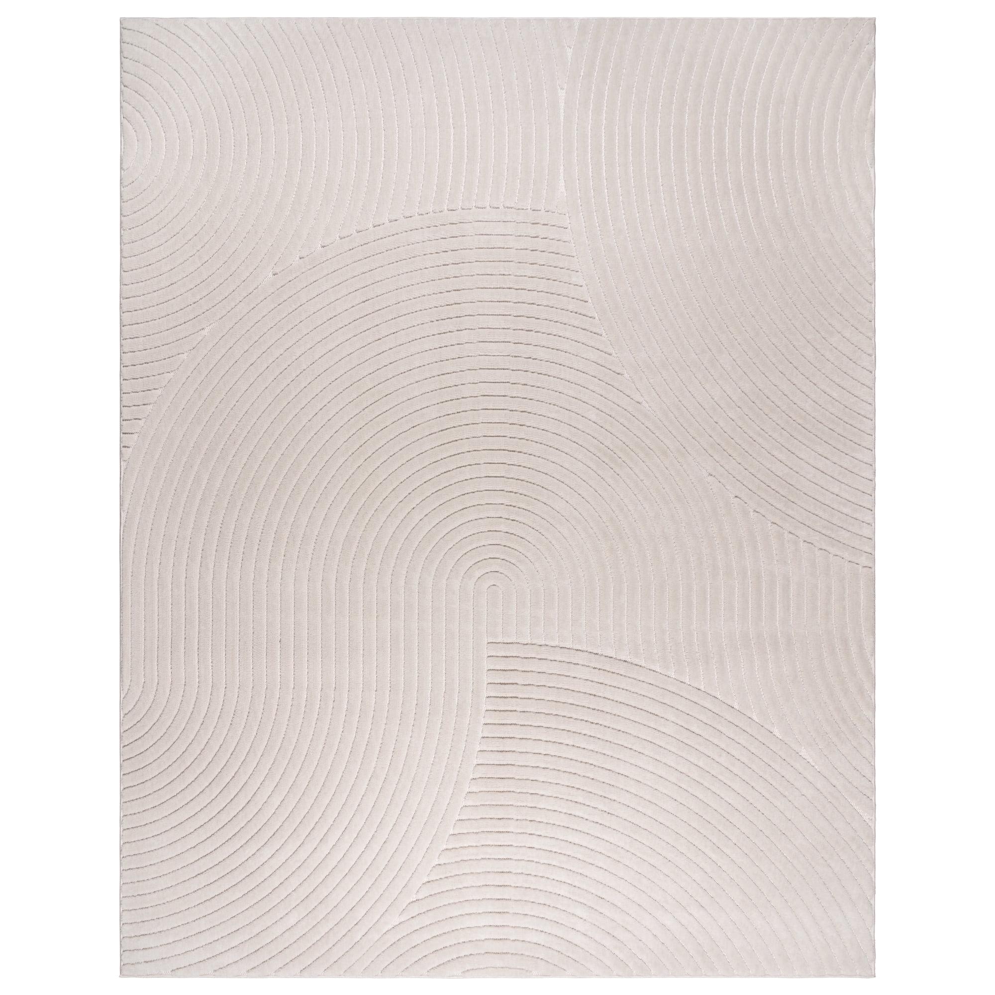 Gray Geometric High-Low Textured 8' x 10' Synthetic Area Rug