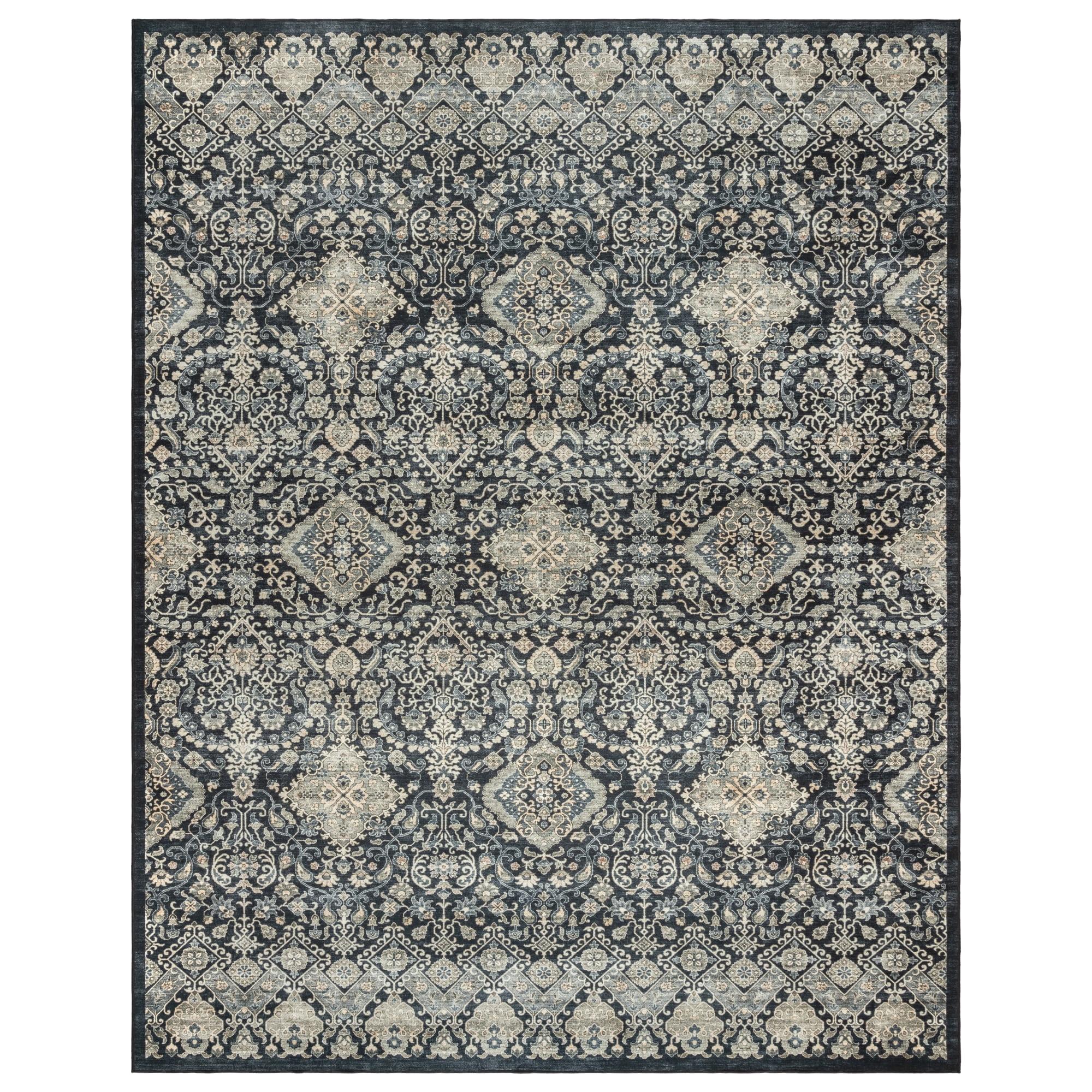 Crystal Print Tanis Traditional Floral Bohemian Livingroom Dining Bedroom Flat Pile Easy Care Indoor Area Rug