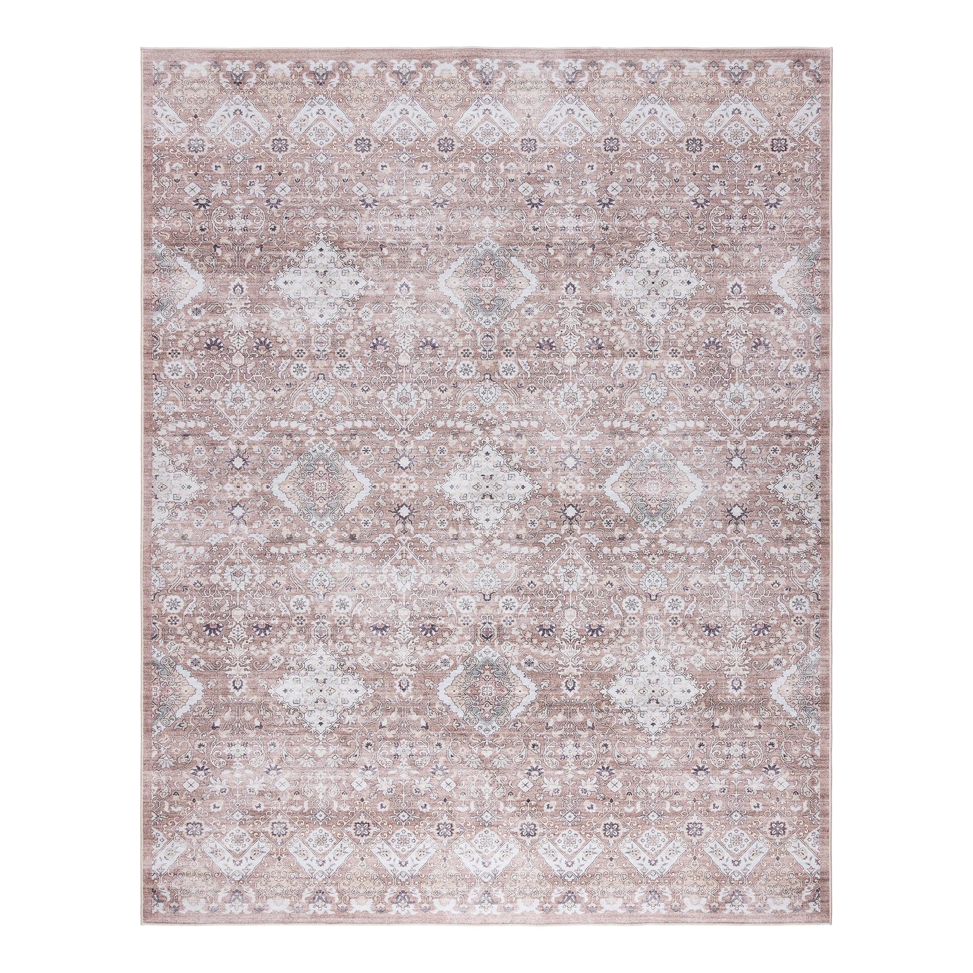 Gertmenian Crystal Print Tanis Beige Polyester Washable Moroccan Bohemian Area Rug