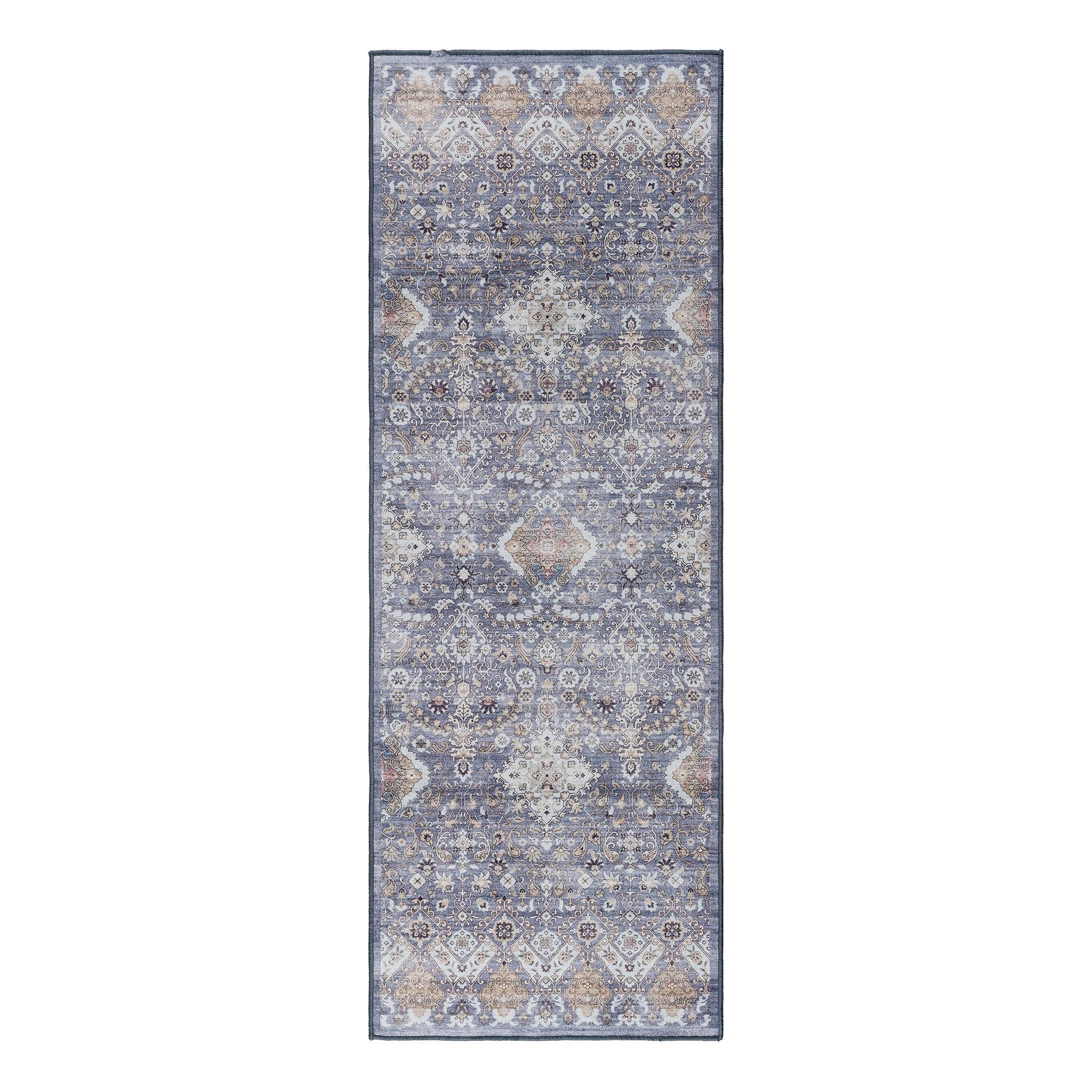 Gertmenian Crystal Print Tanis Gray Polyester Washable Moroccan Bohemian Area Rug