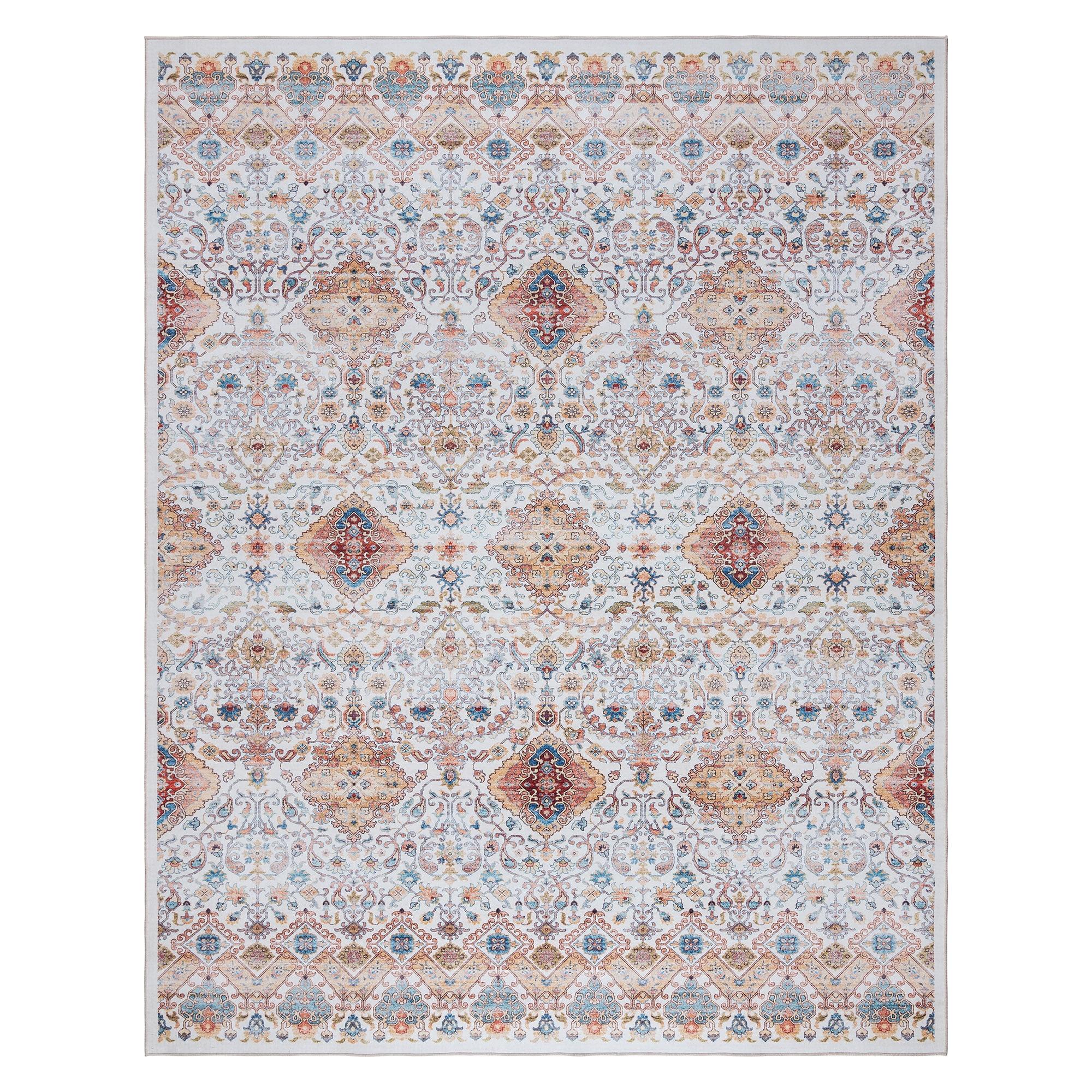 Gertmenian Crystal Print Tanis Ivory Tan Polyester Washable Moroccan Bohemian Area Rug