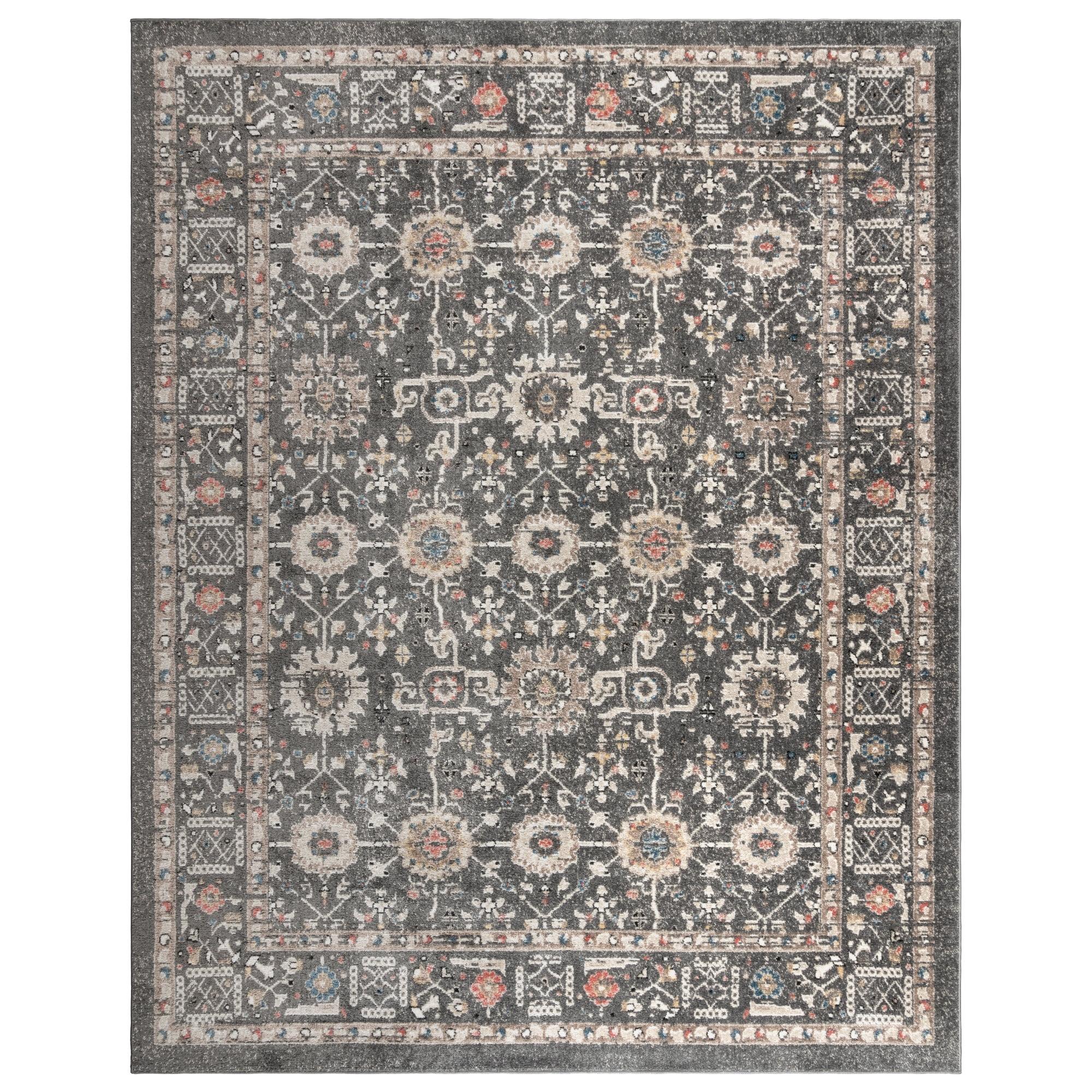 Heirloom Dov Transitional Oriental Border Floral Gray Polypropylene Area Rug