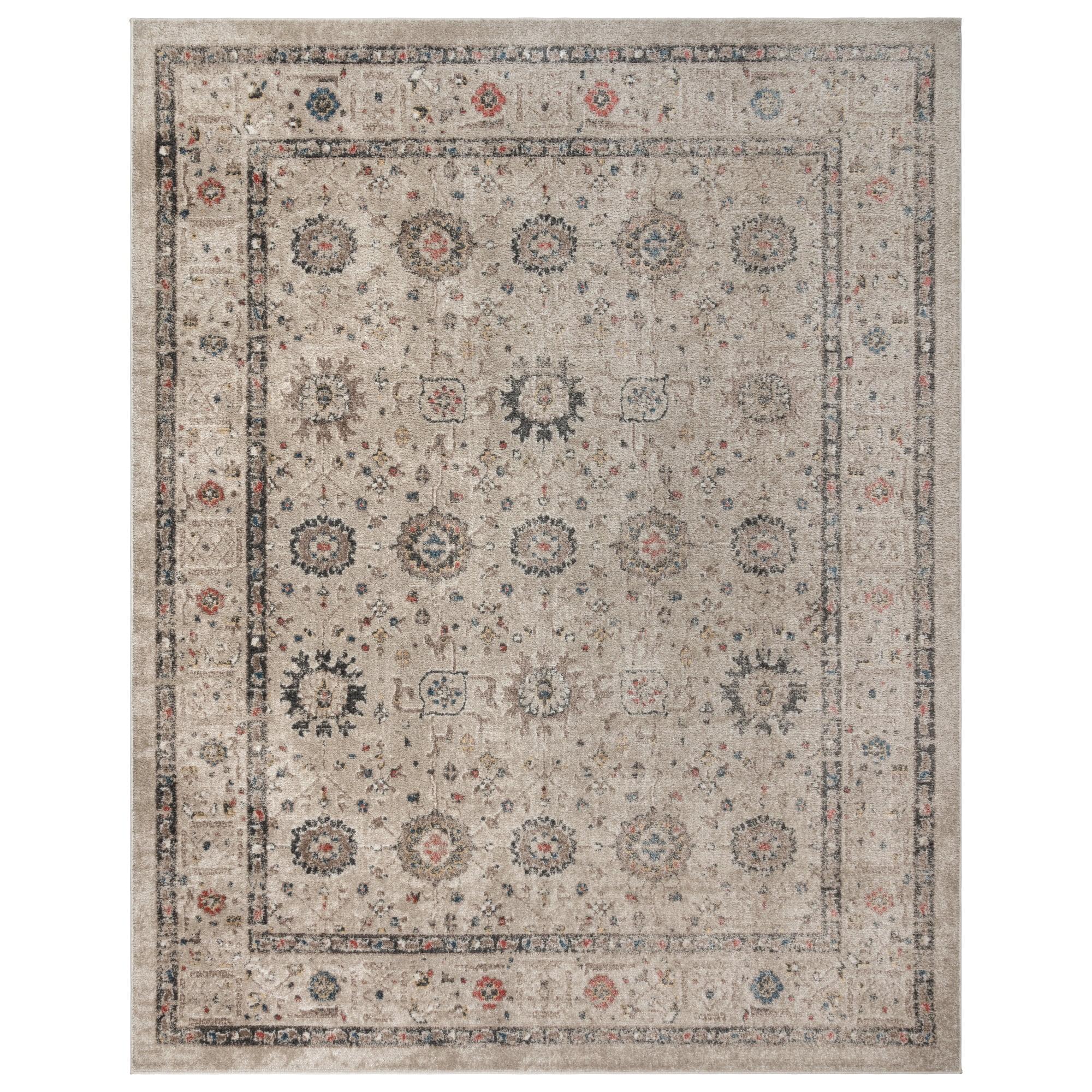 Ivory Tufted Synthetic 5' x 7' Rectangular Area Rug