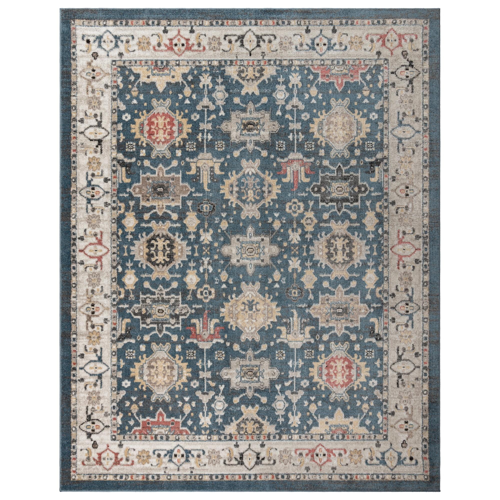 Gertmenian Heirloom Hadley Traditional Oriental Border Blue Tan Polypropylene Area Rug
