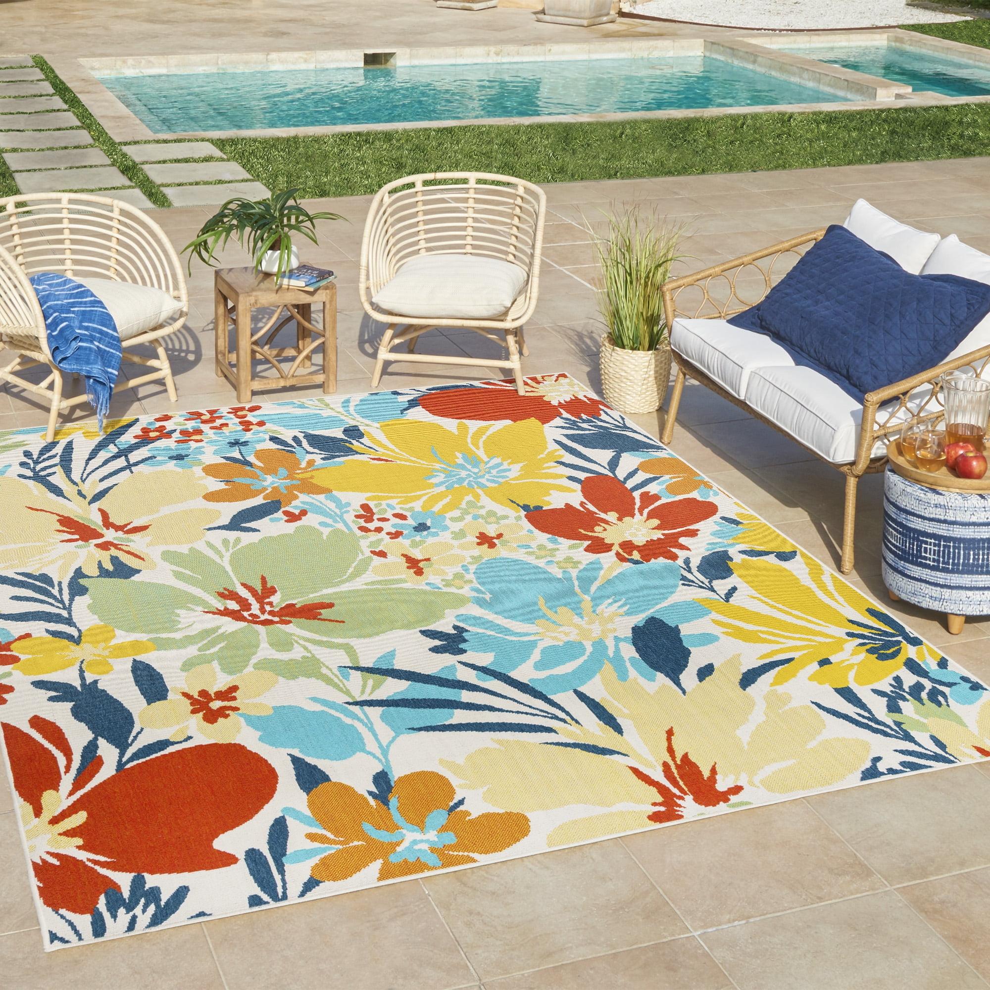 Bright Multicolor Floral Synthetic 8' x 10' Area Rug