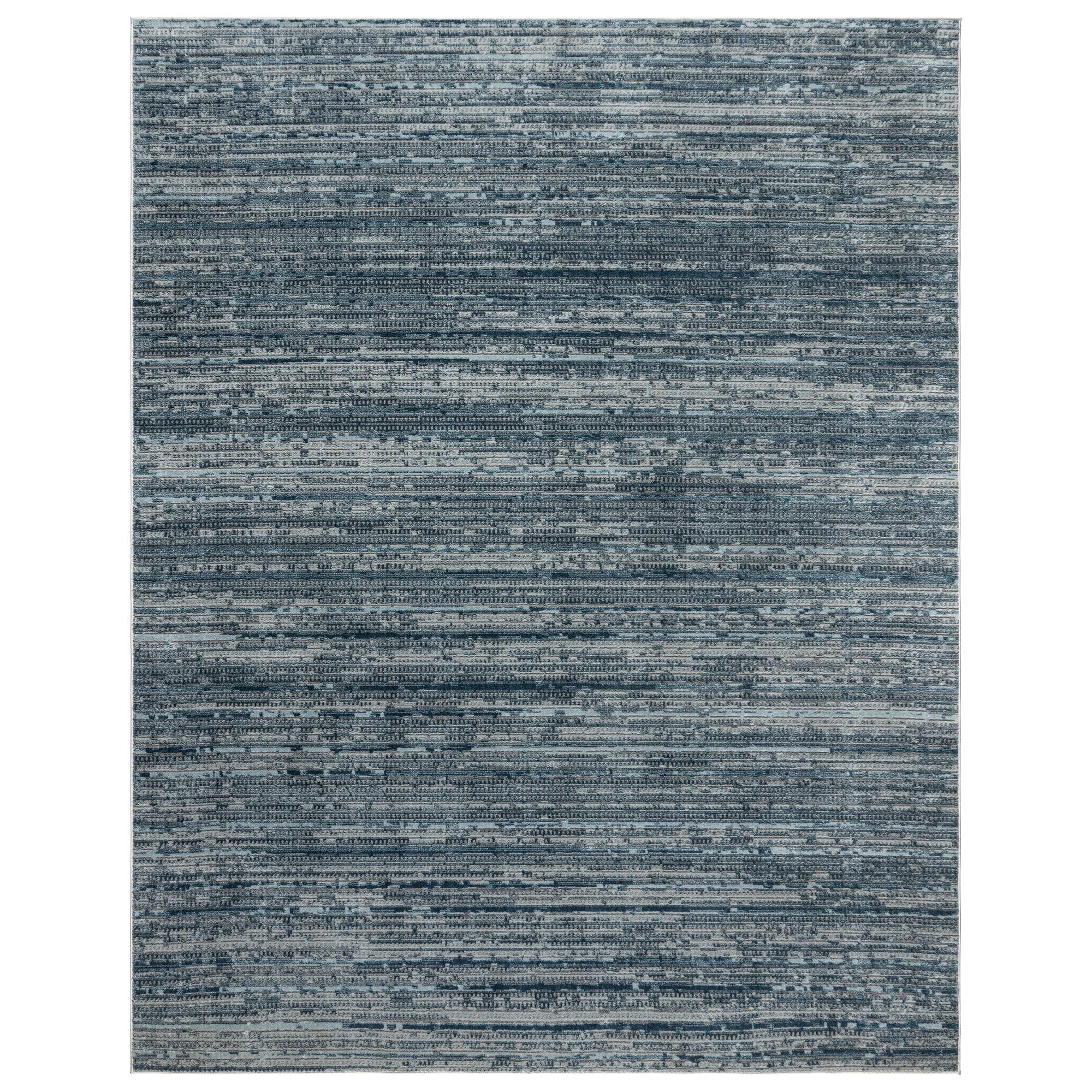 Missha Dario Modern Striped Blue Gray Polyester High-Low Indoor Area Rug