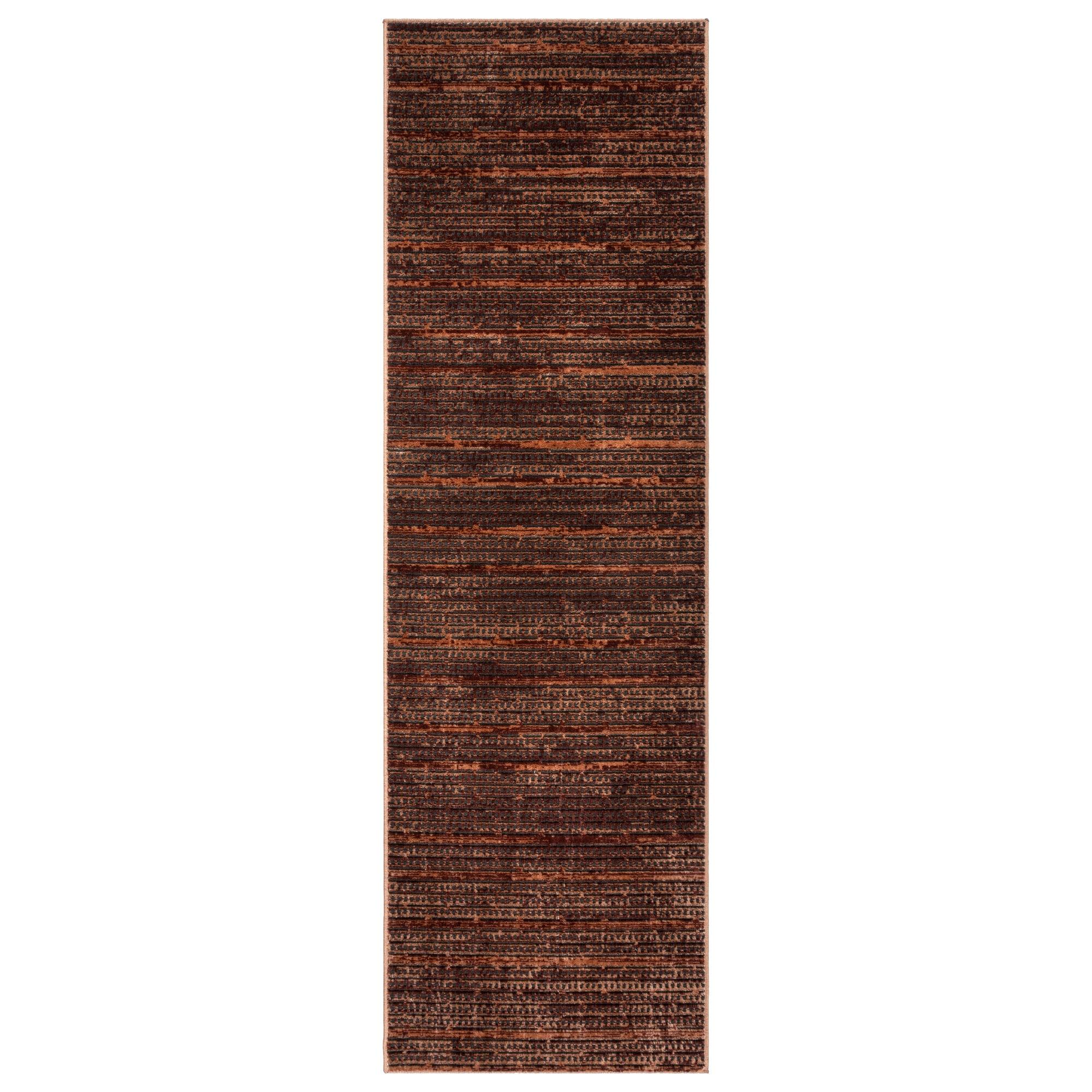 Missha Dario Modern Striped Brown Tan Polyester High-Low Indoor Area Rug