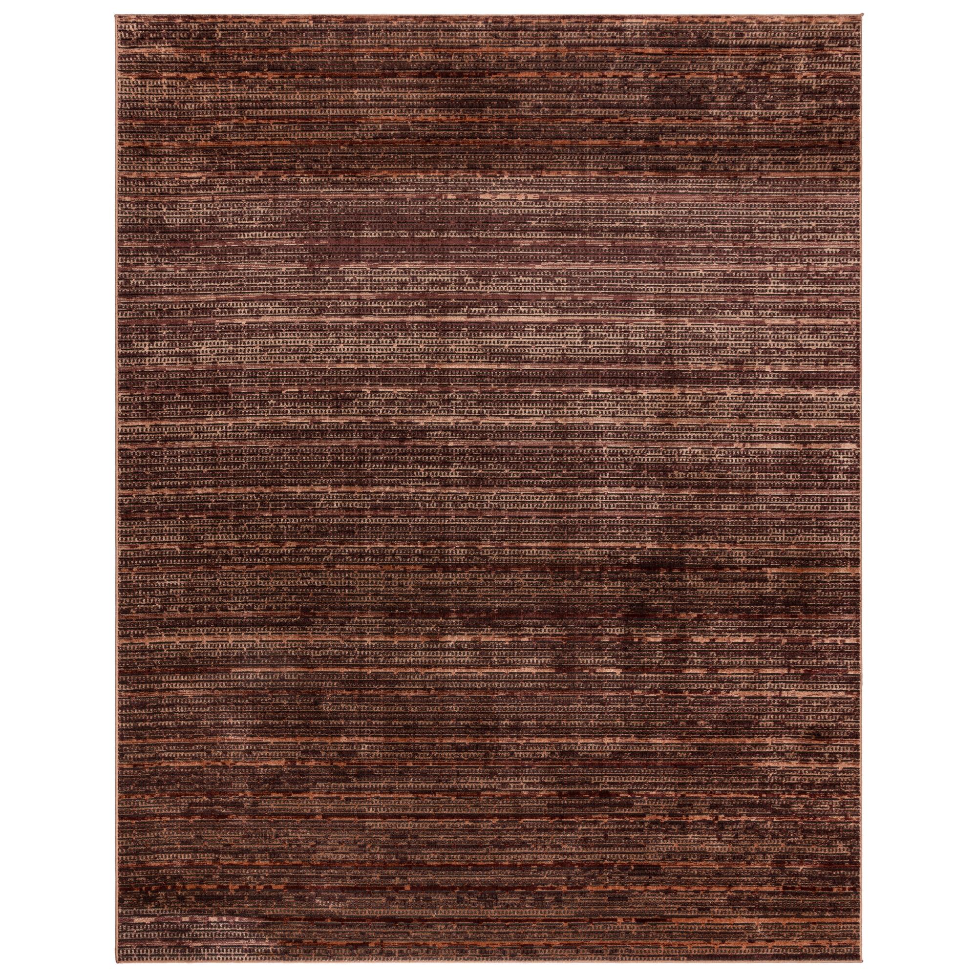 Missha Dario Modern Striped Brown Tan Polyester High-Low Indoor Area Rug