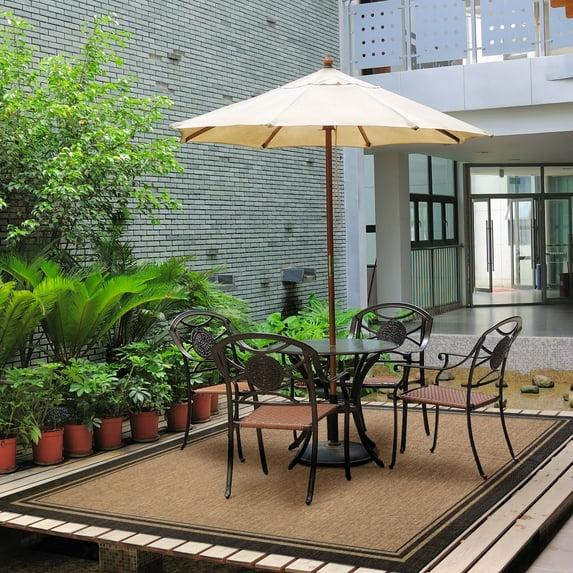 Gertmenian Paseo Soroa Chestnut Brown/Black Classic Border Indoor/Outdoor Flatweave Area Rug