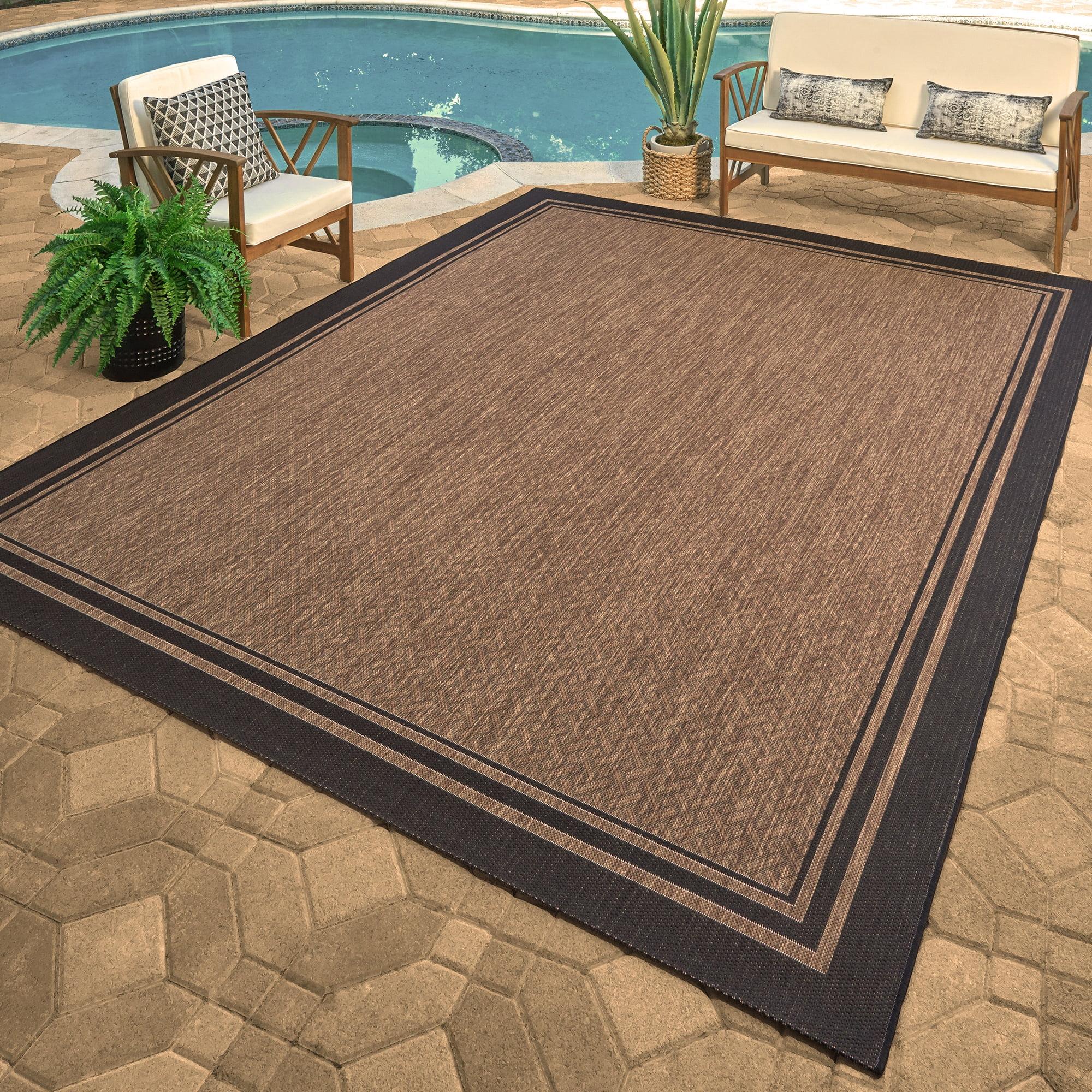 Havana Brown 8' x 10' Synthetic Indoor/Outdoor Flat Woven Area Rug