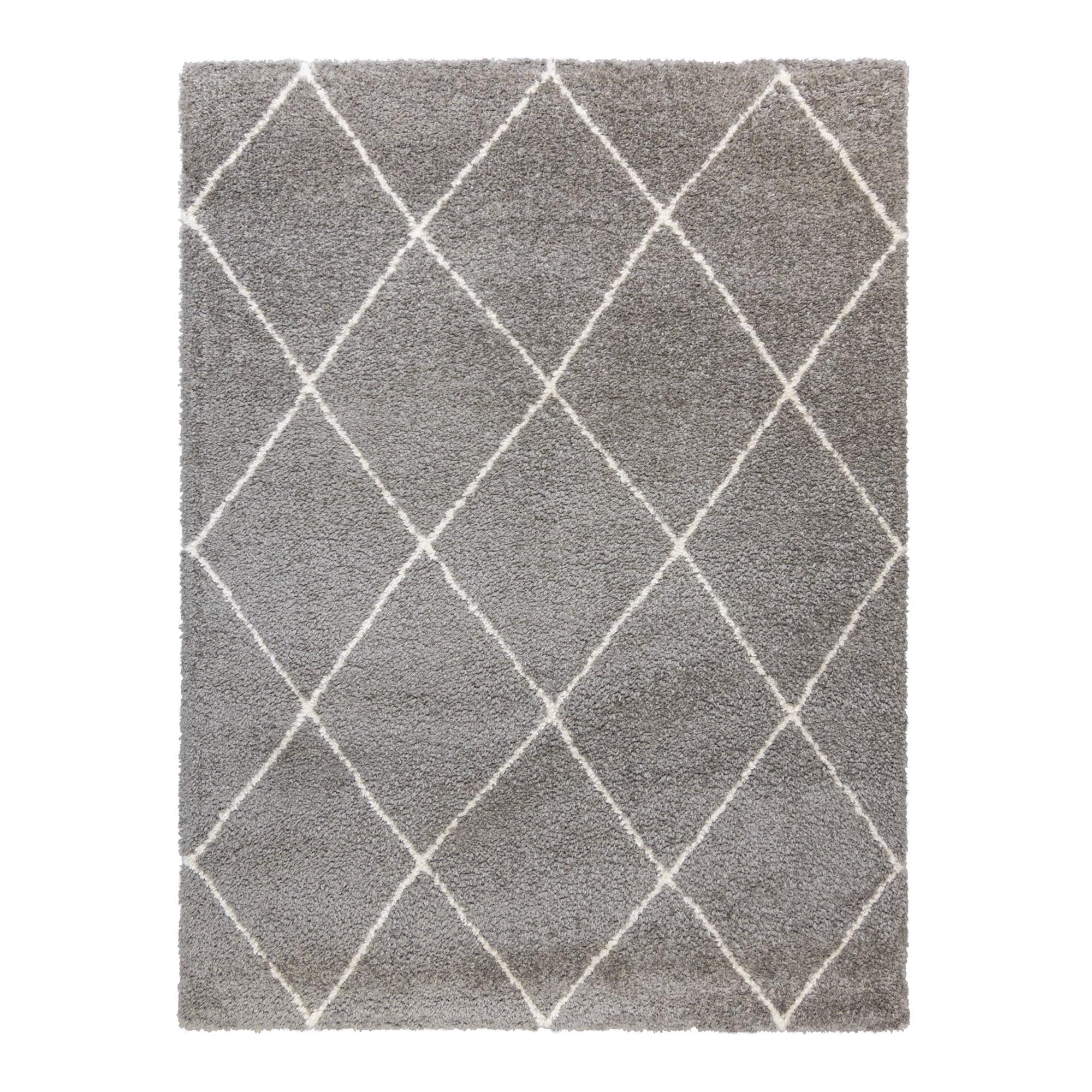 Gray Diamond Pattern Shag Area Rug 6'6" x 9'6"