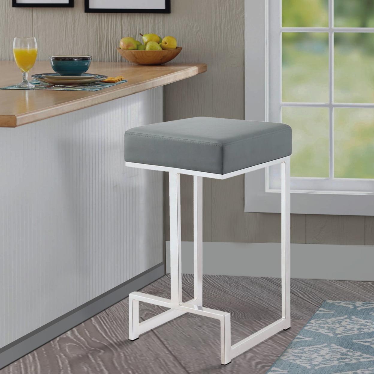 Upholstered Counter Stool with Metal Frame