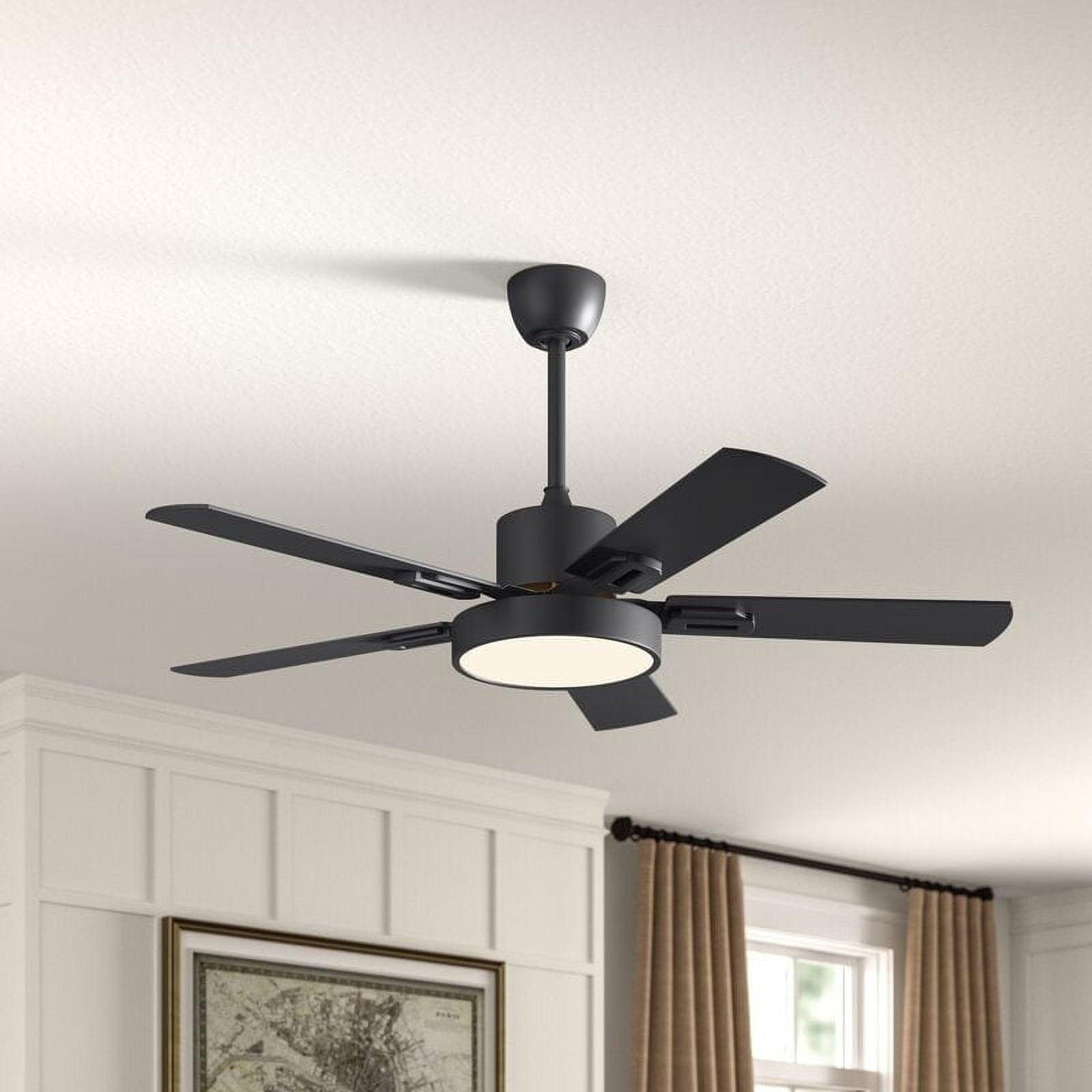 Modern Black 52-Inch LED Ceiling Fan with Remote and Light Kit