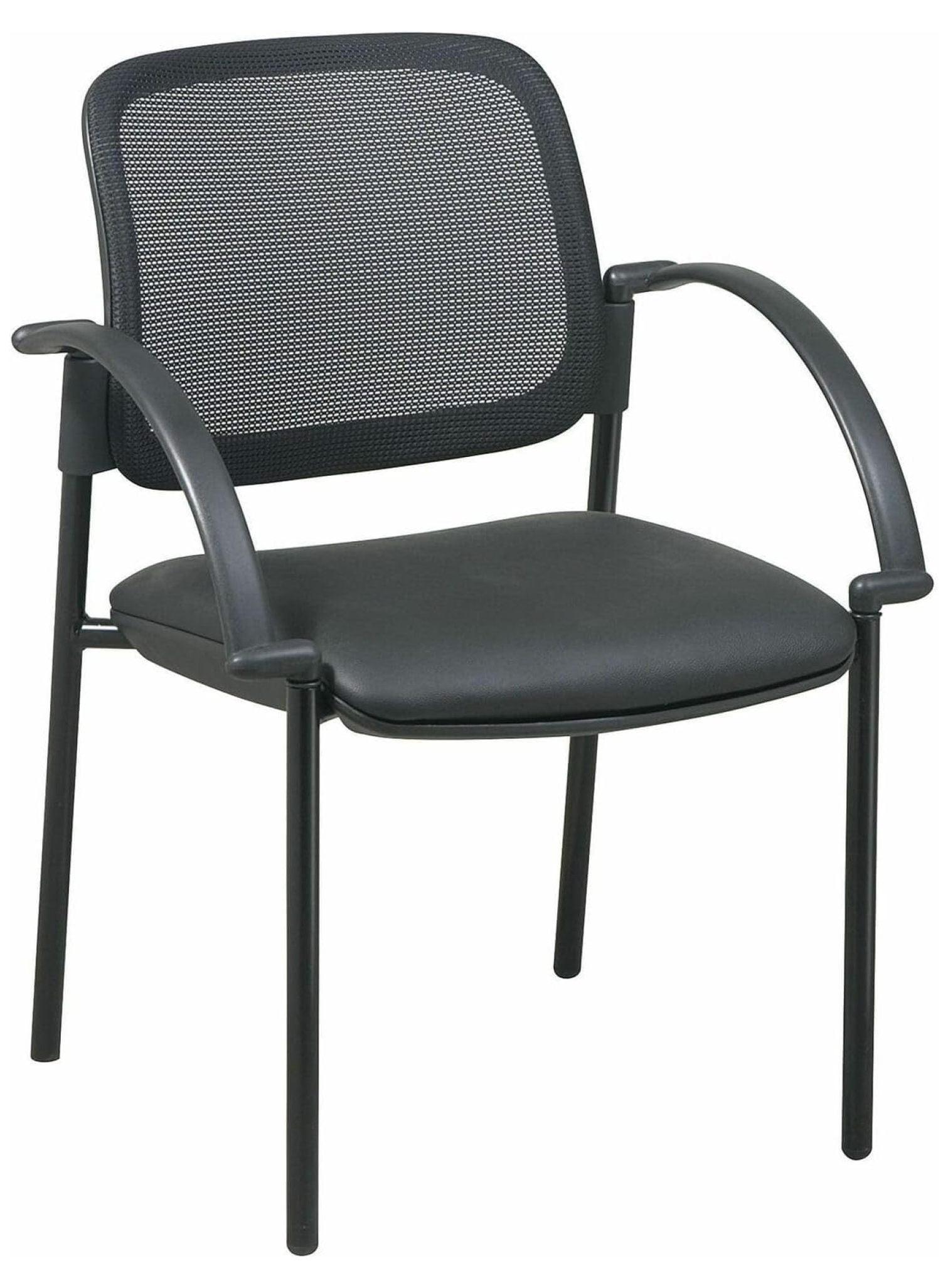 Black Mesh and Leatherette Guest Chair with Metal Frame