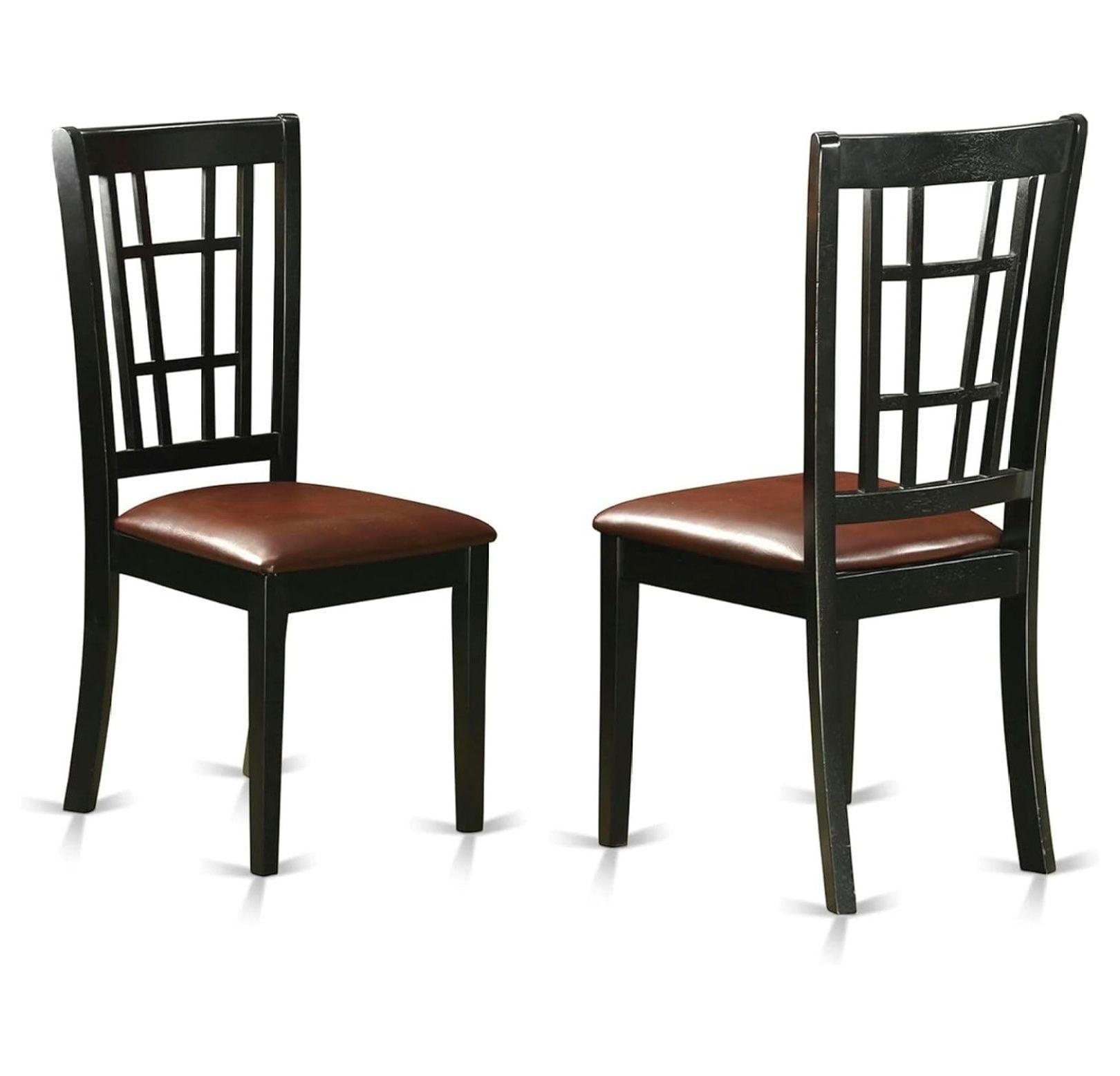 Nicoli Black Faux Leather Wood Dining Side Chairs, Set of 2