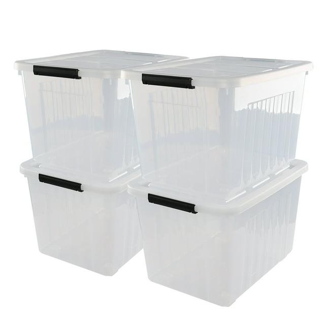 Ggbin 70 Quart Plastic Storage Bins with Wheels, Large Latching Storage Box, 4-Pack