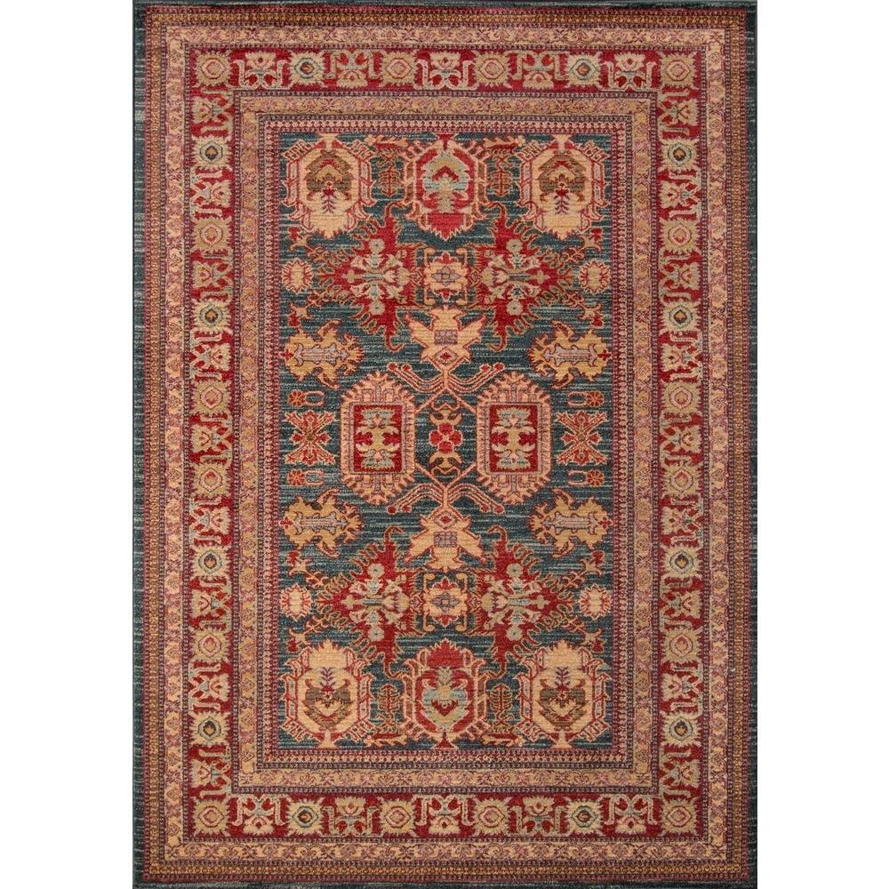 Ghazni Blue Rectangular Synthetic Stain-Resistant Area Rug