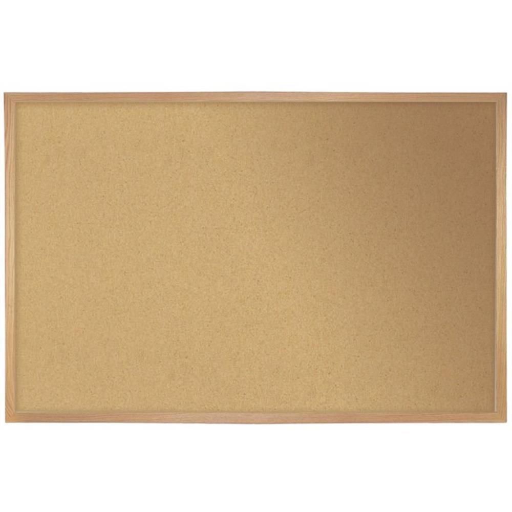 Ghent Oak Finish Solid Wood Frame Natural Cork Bulletin Board 36" x 46.5"