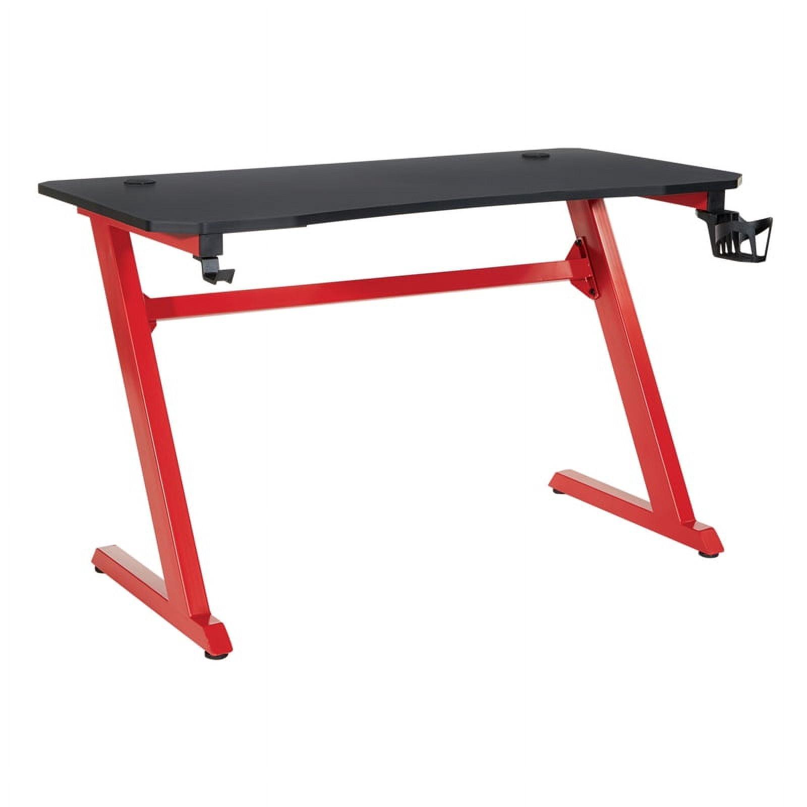 Ghost Battlestation 47'' Matte Black and Red Gaming Desk with Accessories