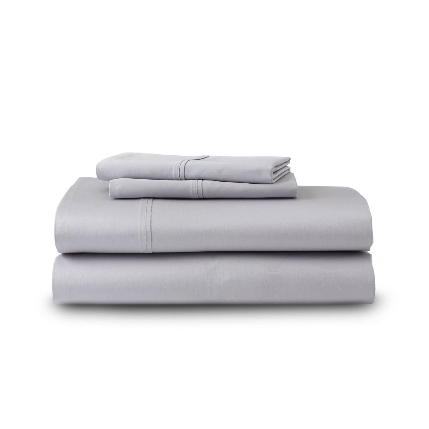 GhostBed Supima Cotton and Tencel Deep Pockets Luxury Sheet Set – Wrinkle Resistant and Cooling Queen, Gray