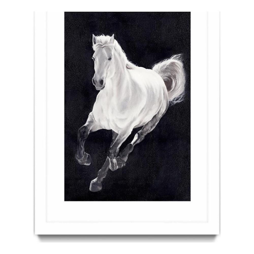 Giant Art 24x36 White Horse Matted and Framed in White