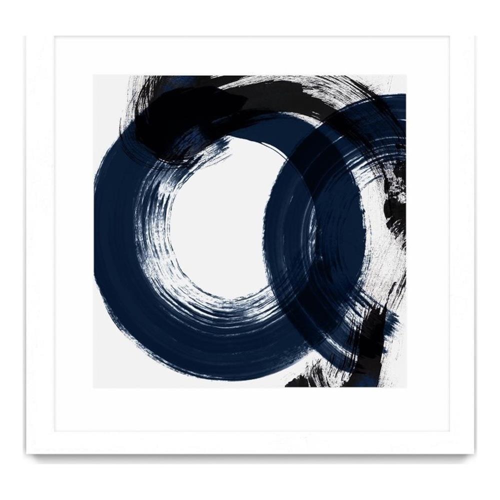 Deep Eternity Abstract Blue and Black 36" x 36" Matted Framed Canvas